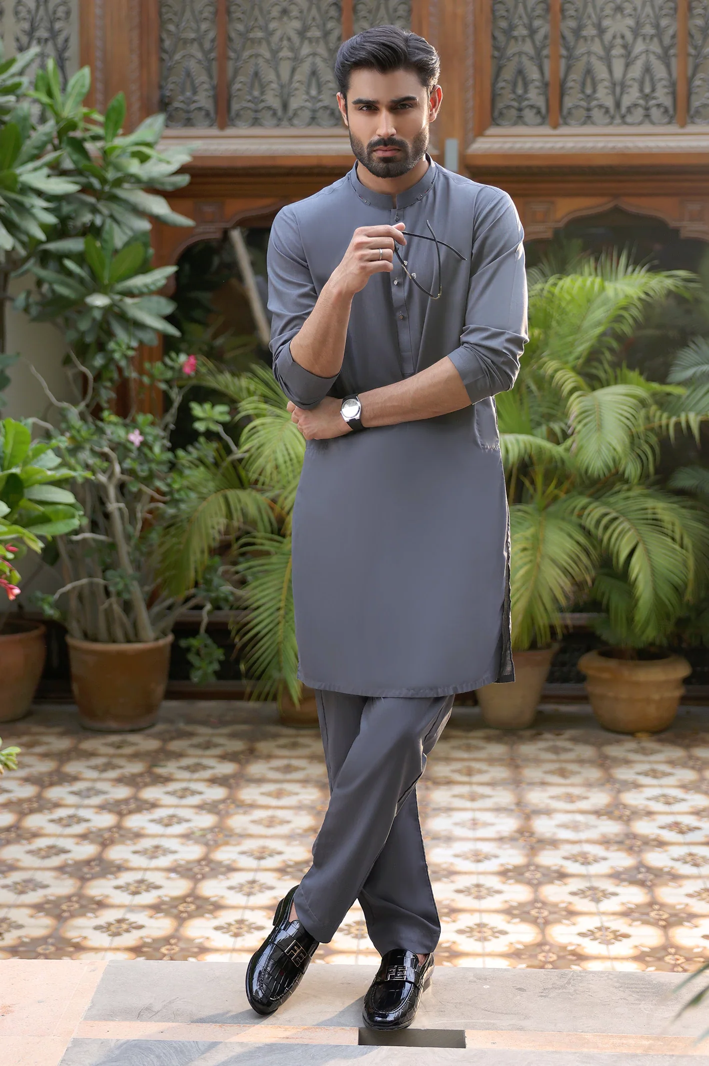 Blue Wash & Wear Kurta Pajama - Image 2