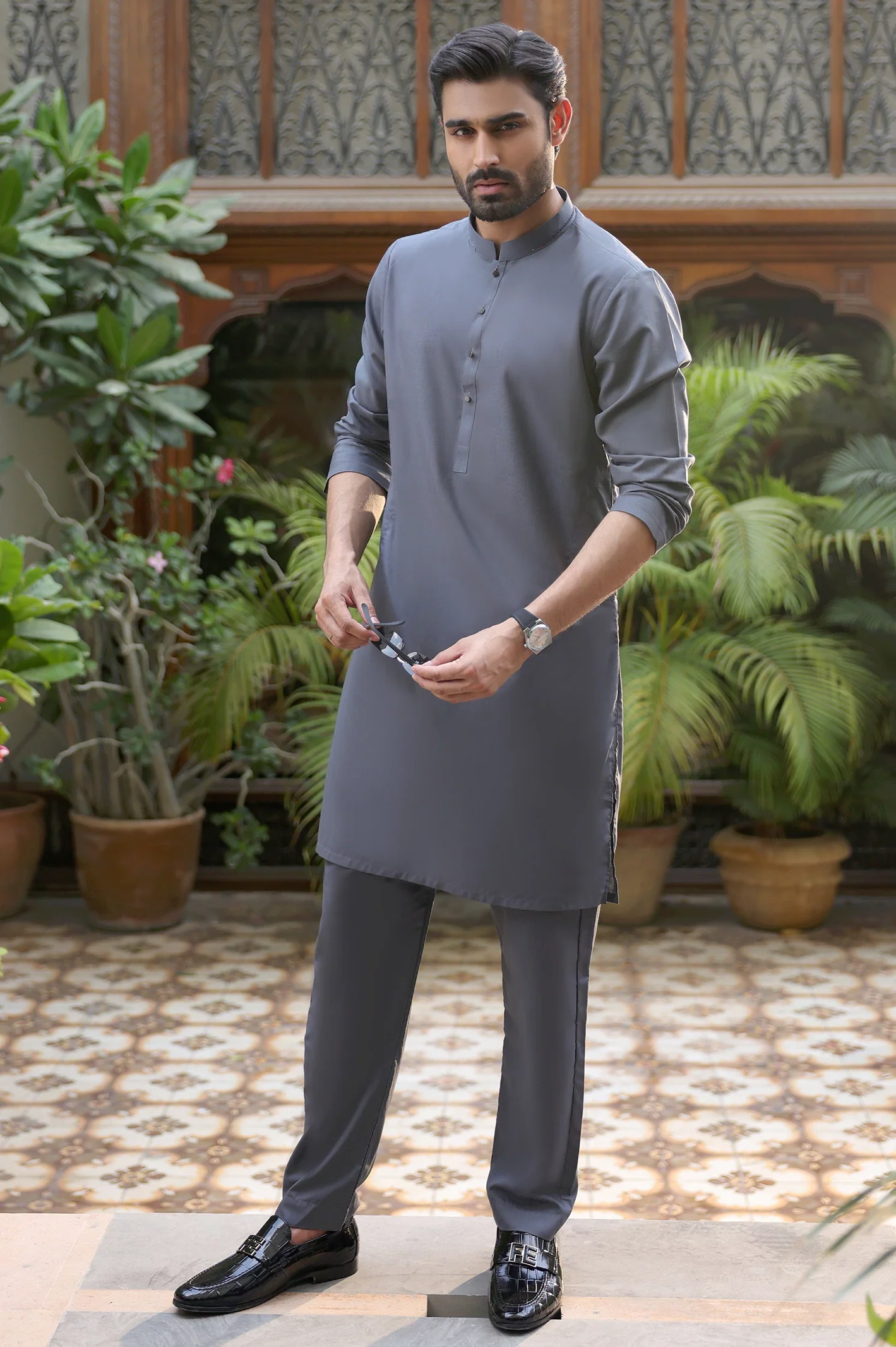 Blue Wash & Wear Kurta Pajama - Image 3