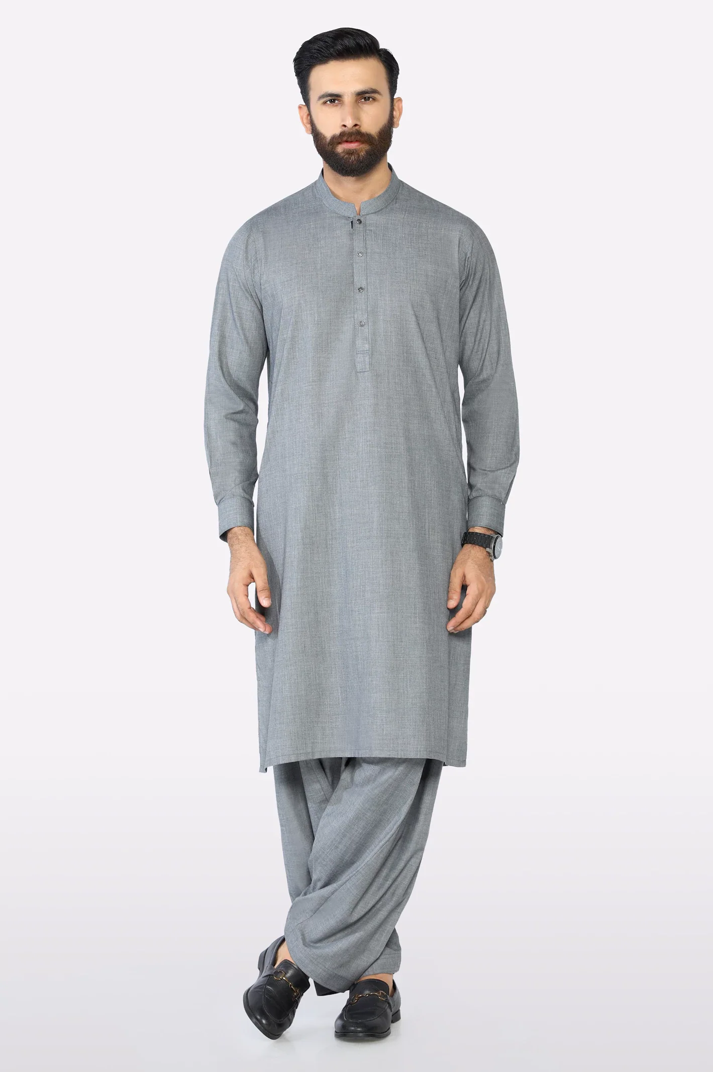 Gray Wash & Wear Shalwar Kameez - Image 2