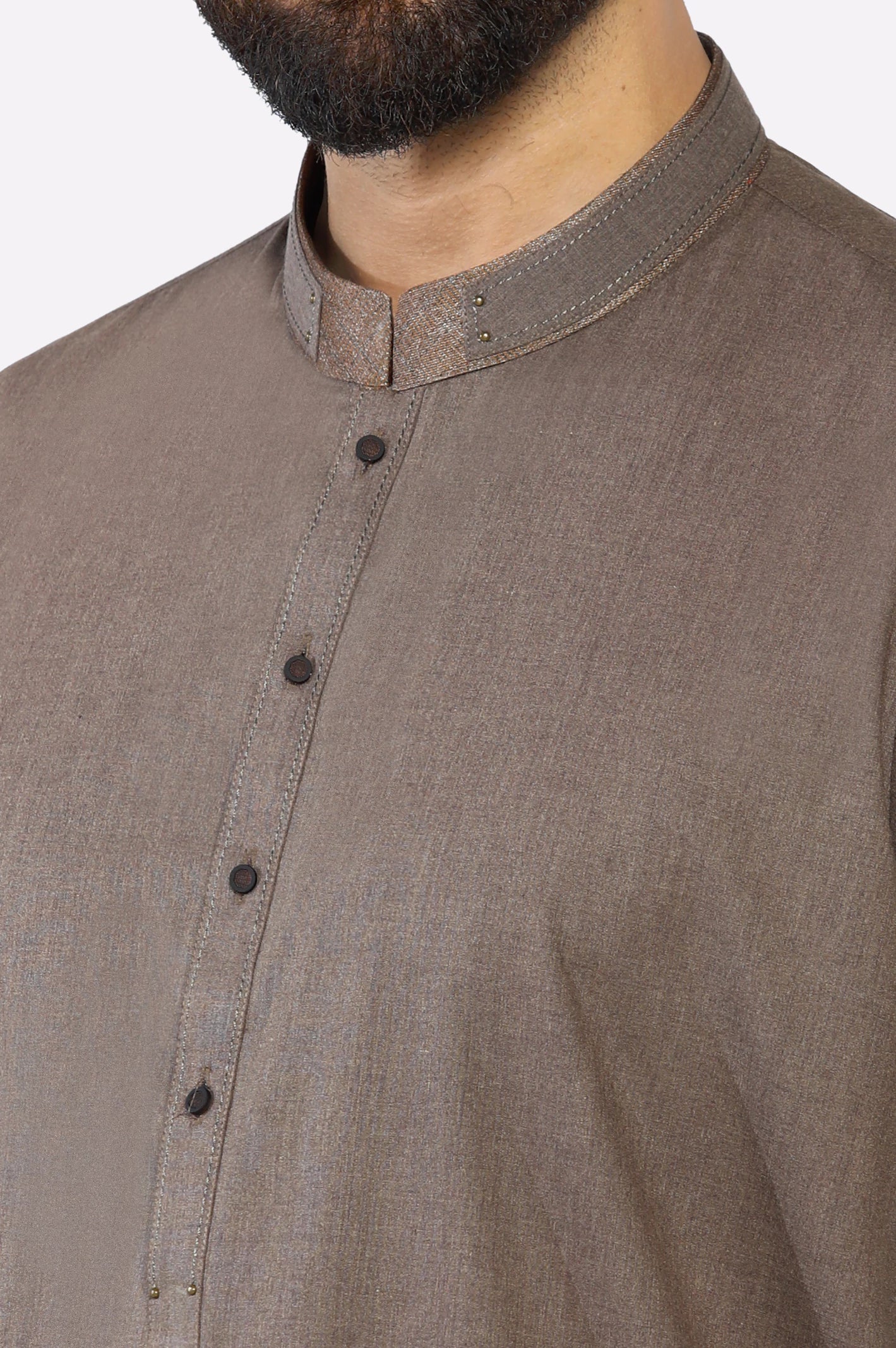 Brown Wash & Wear Kurta Pajama - Image 3