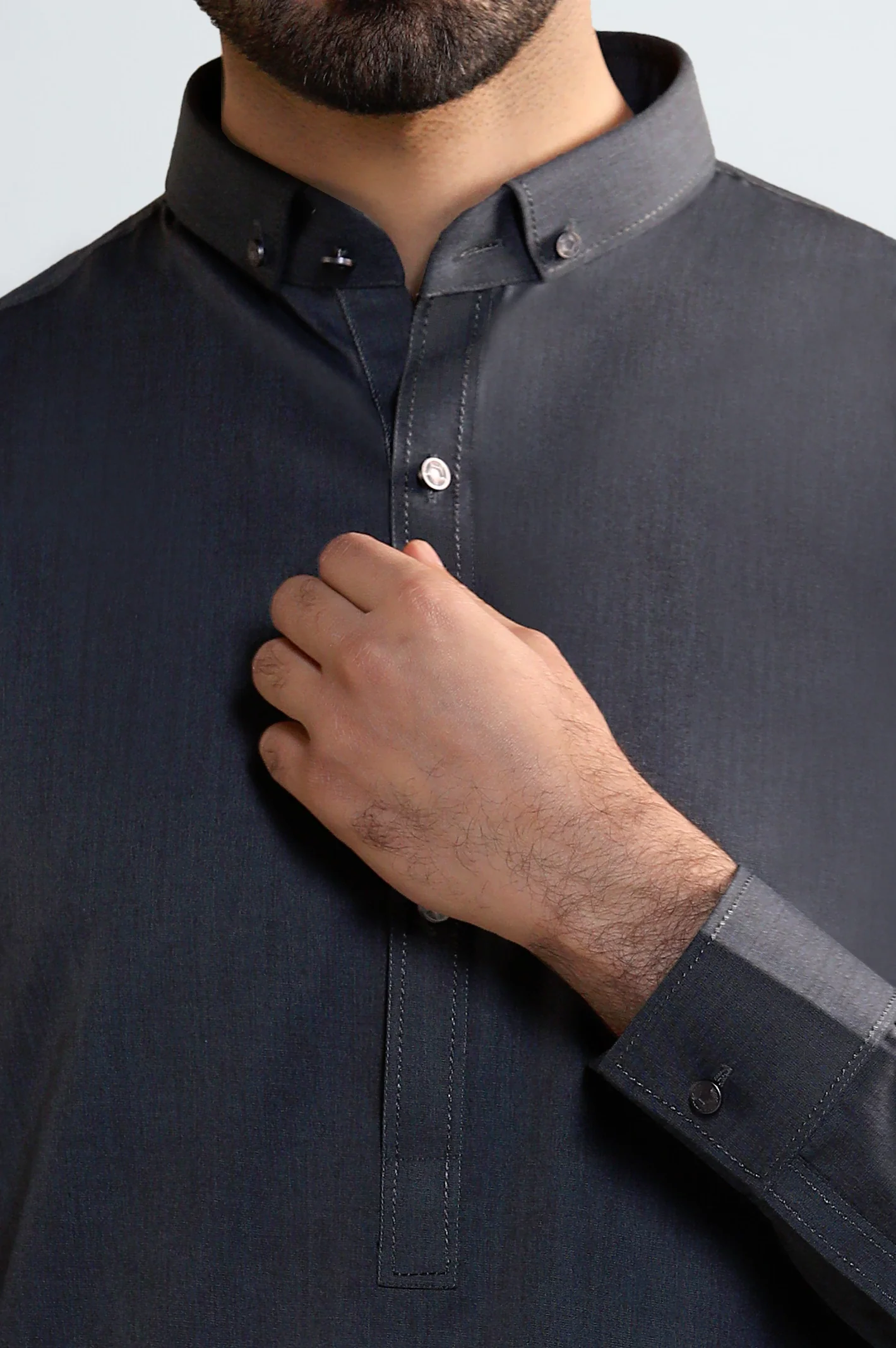 Dark Blue Wash & Wear Shalwar Kameez - Image 3