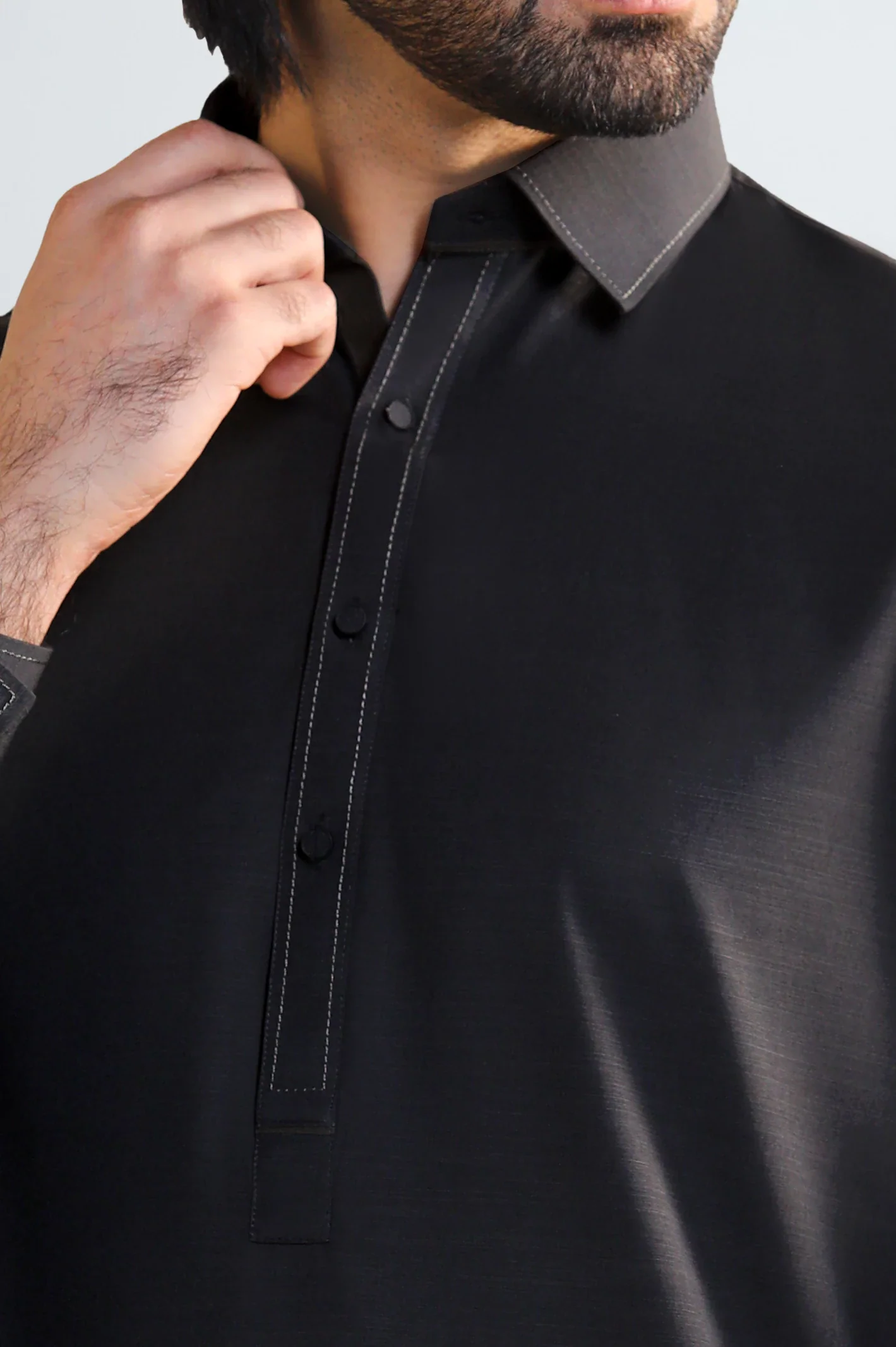 Black Wash & Wear Shalwar Kameez - Image 3