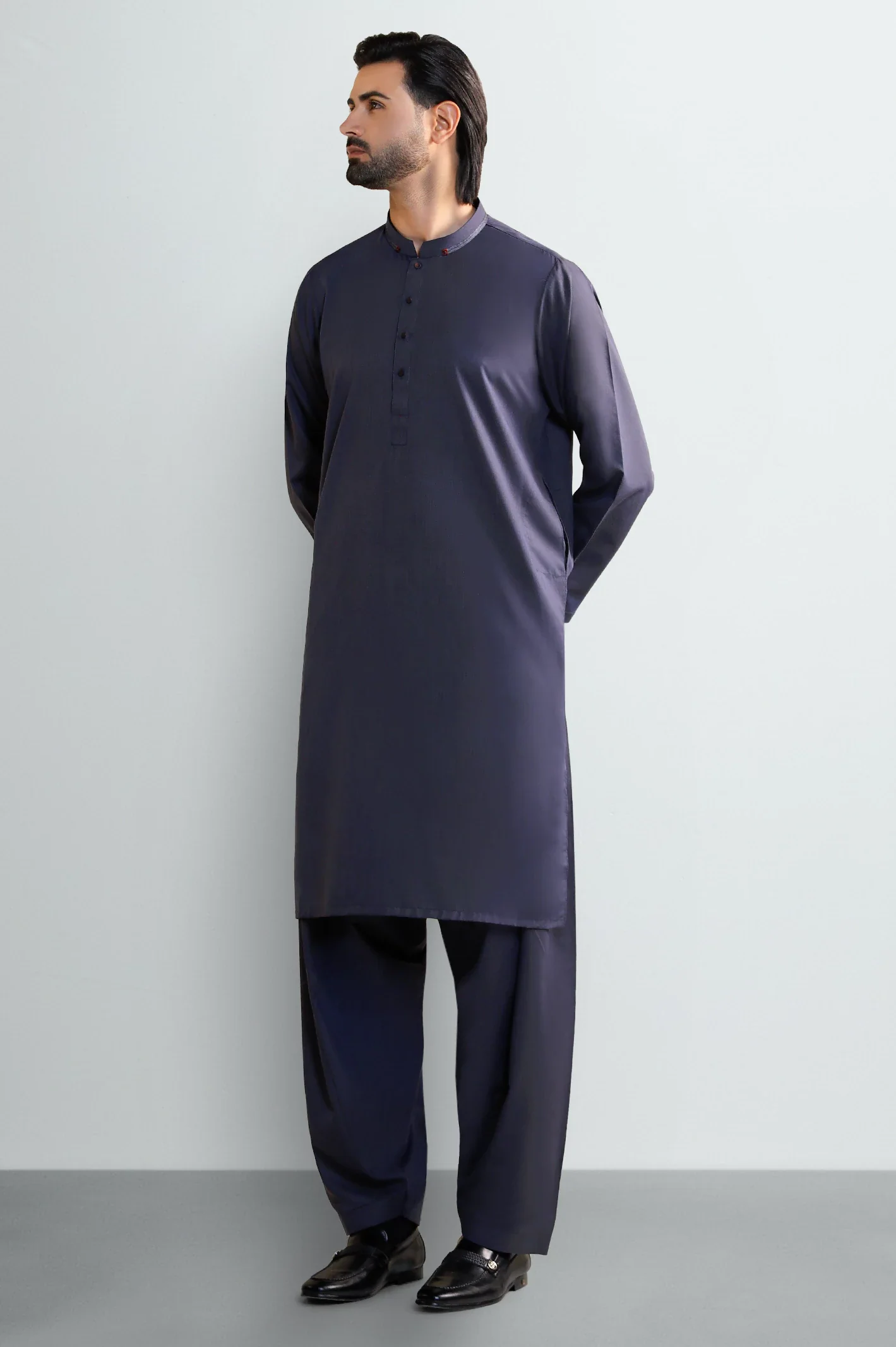 Navy Blue Wash & Wear Shalwar Kameez - Image 2