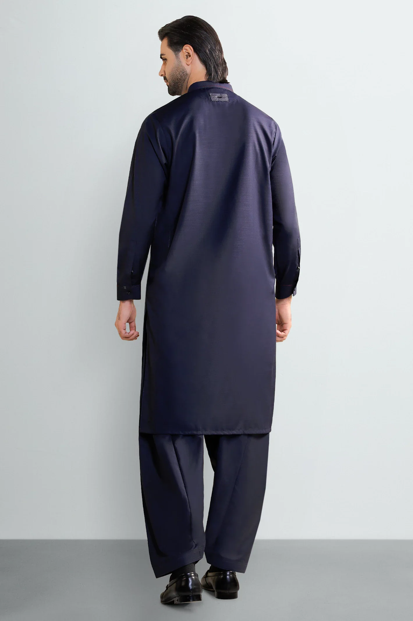 Navy Blue Wash & Wear Shalwar Kameez - Image 4