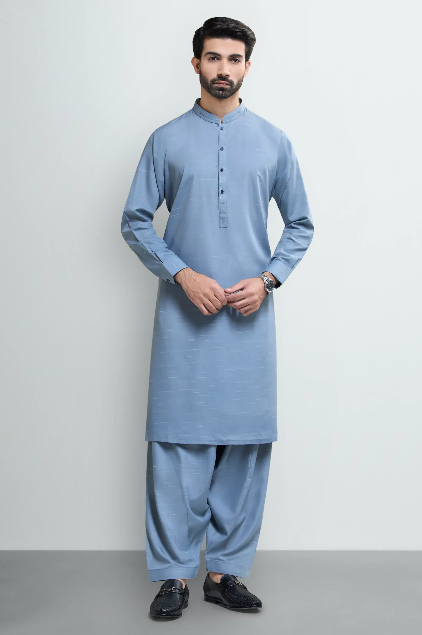 Blue Wash & Wear Shalwar Kameez - Image 2