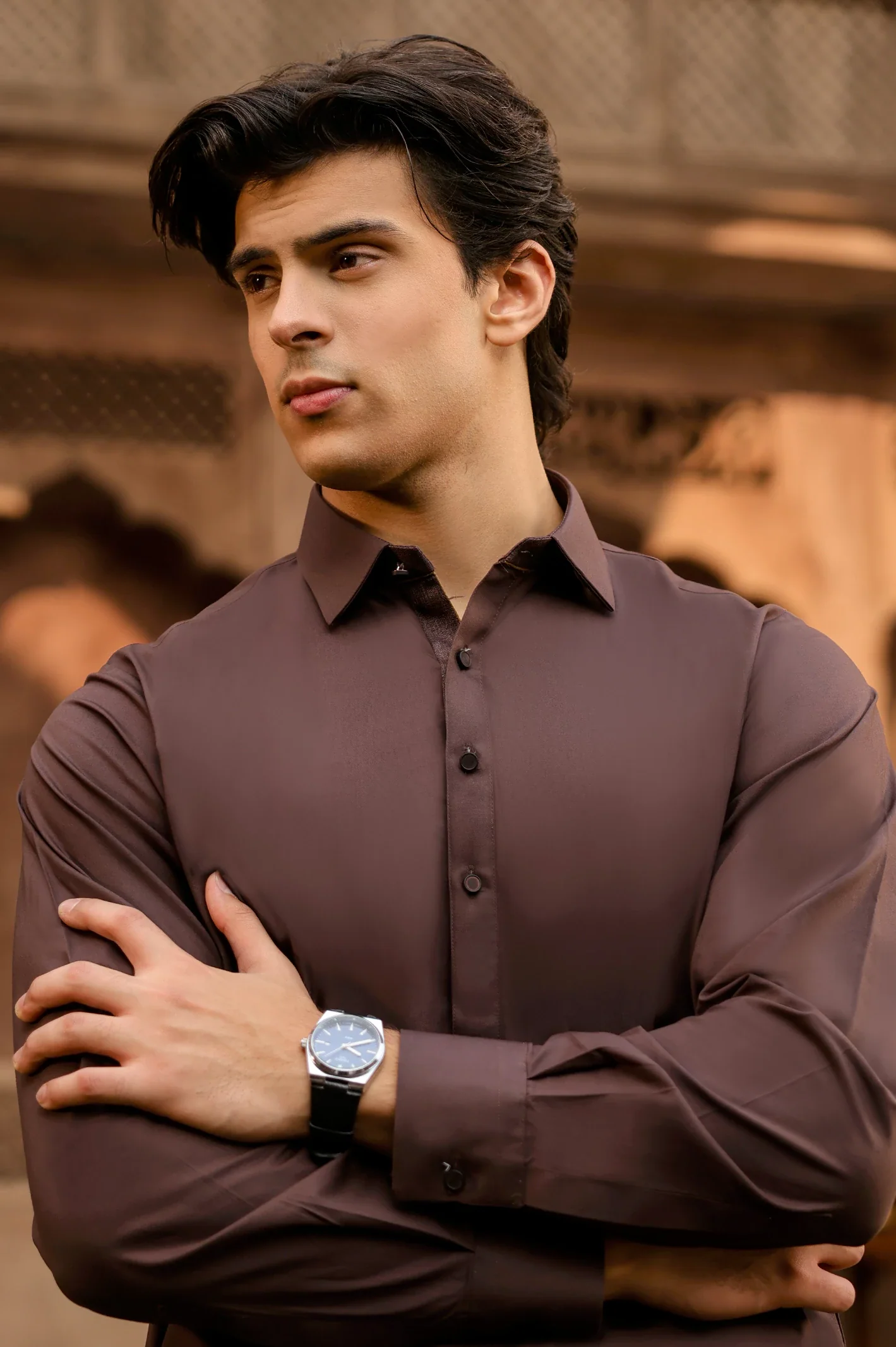 Dark Brown Wash & Wear Shalwar Kameez - Image 3
