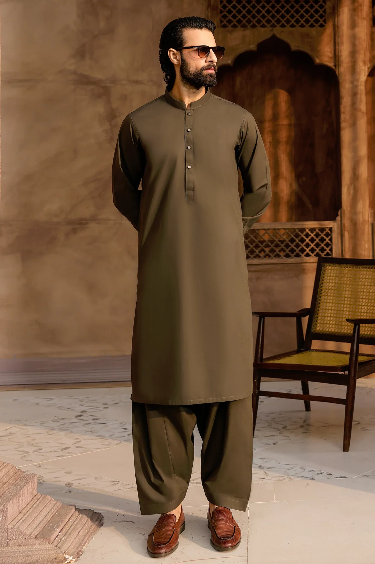 Dark Green Cotton Shalwar Kameez - Image 4