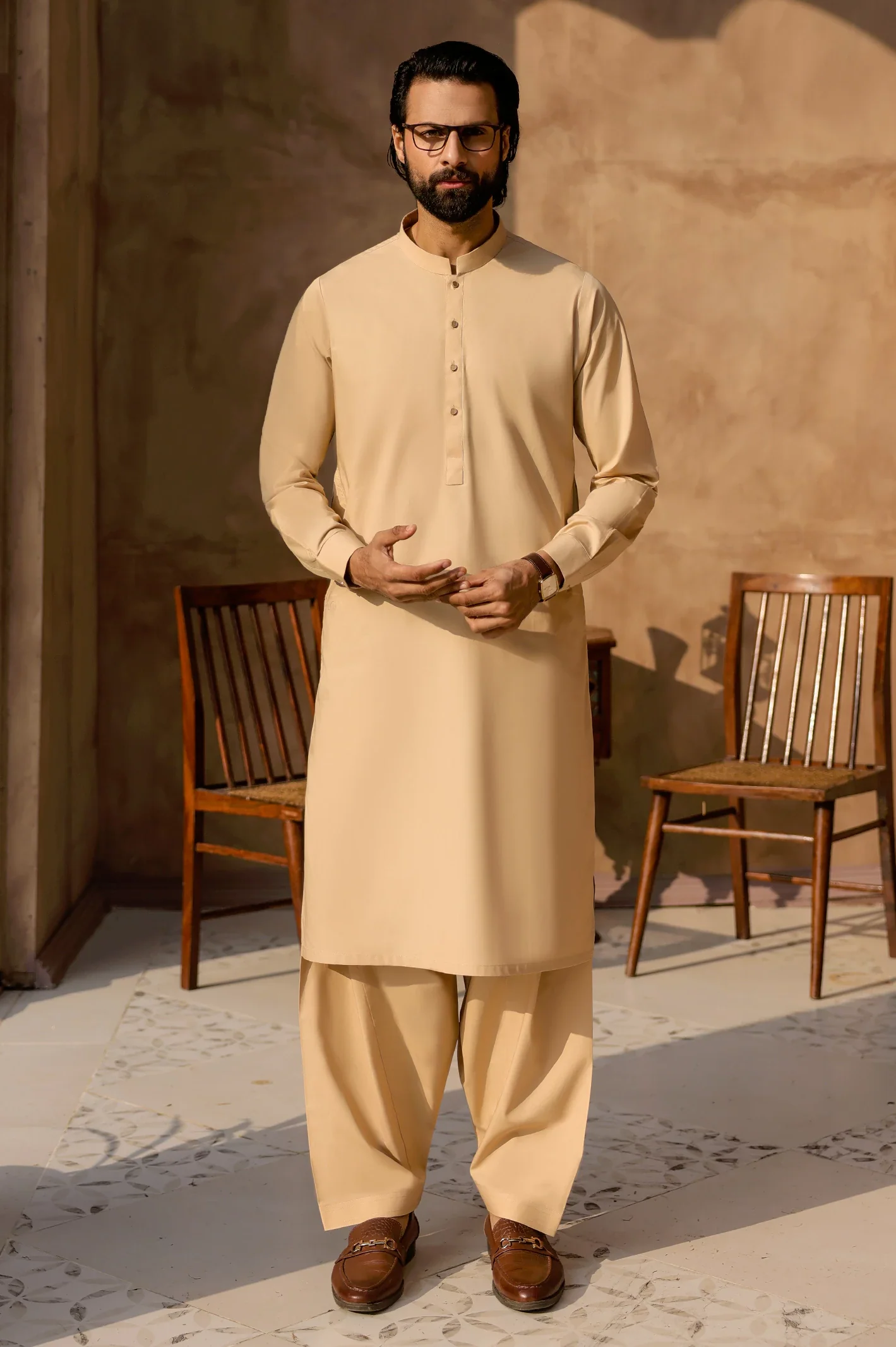 Fawn Cotton Shalwar Kameez - Image 4
