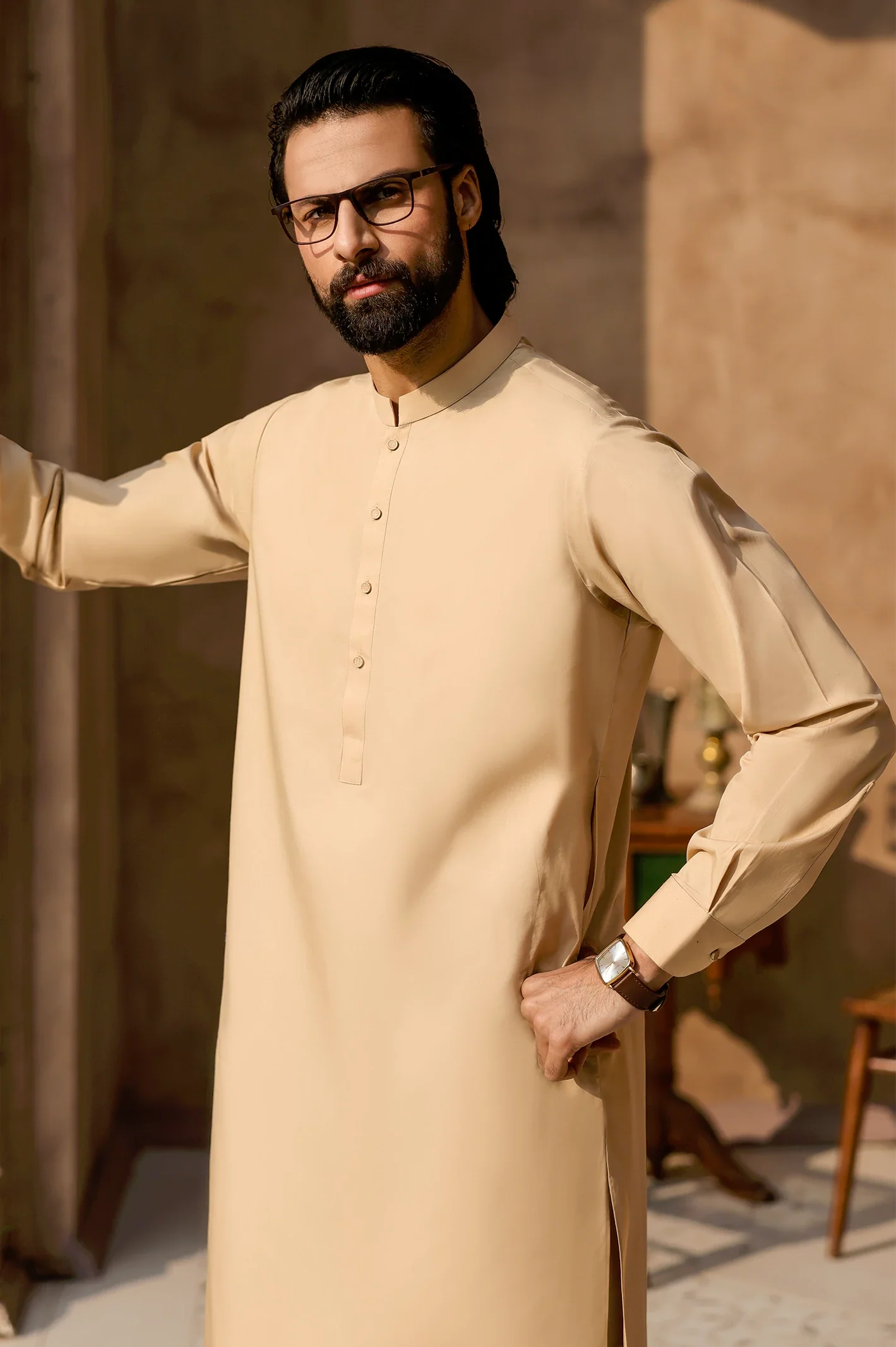 Fawn Cotton Shalwar Kameez - Image 5