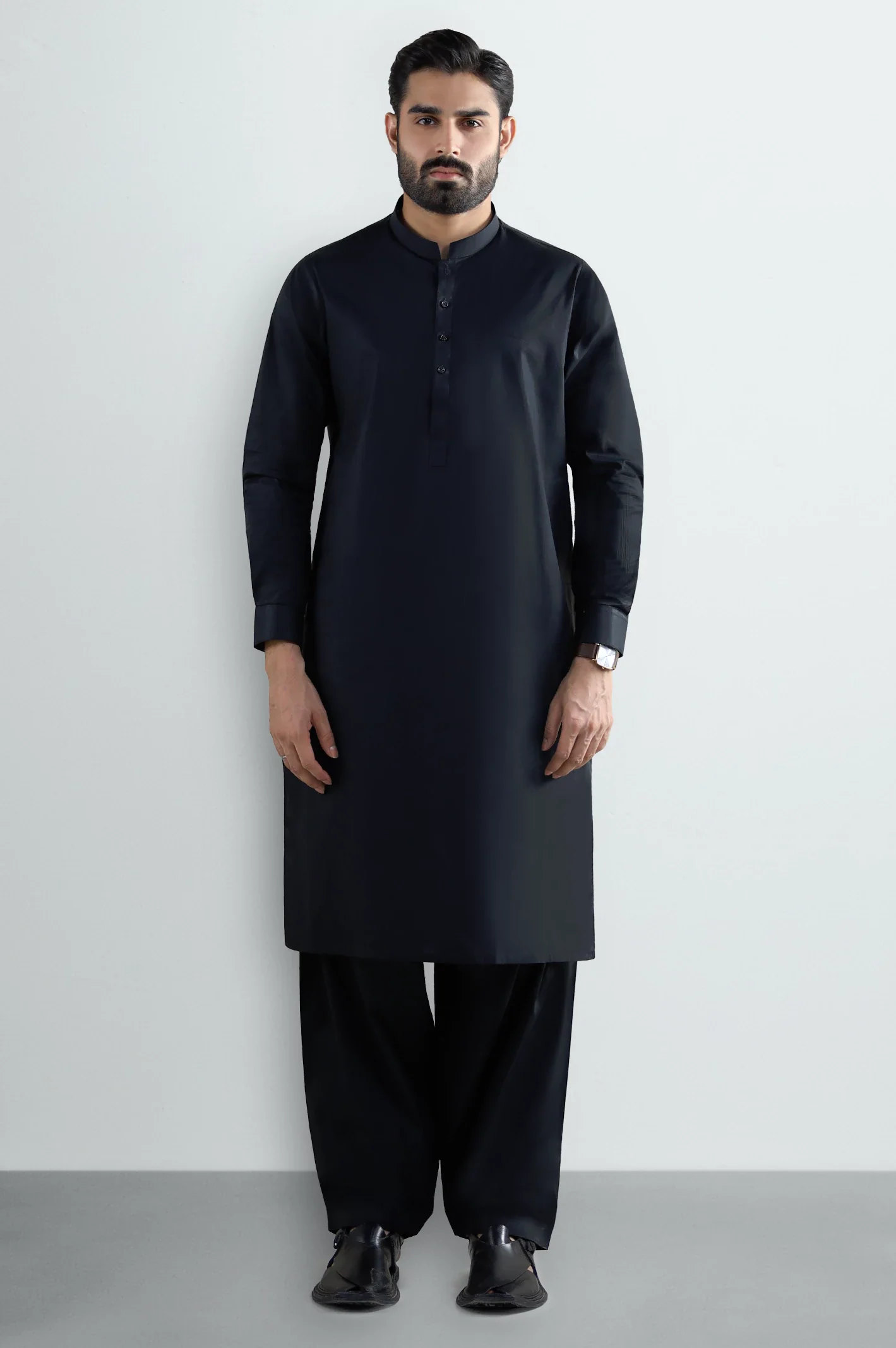 Black Cotton Shalwar Kameez - Image 2