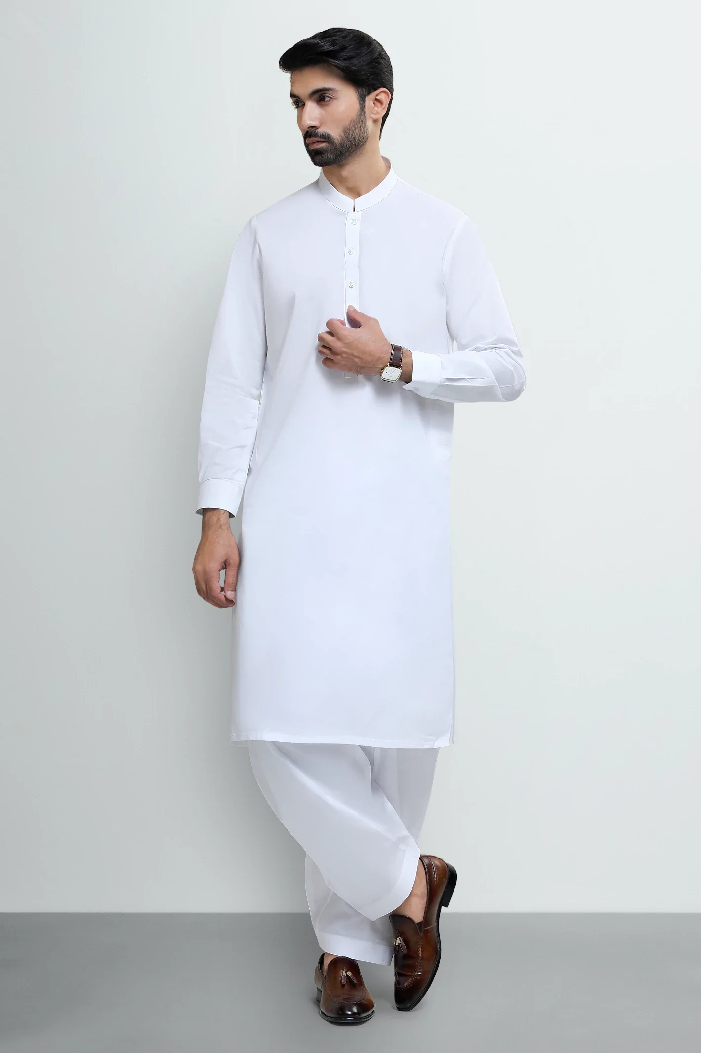 Off White Cotton Shalwar Kameez - Image 2