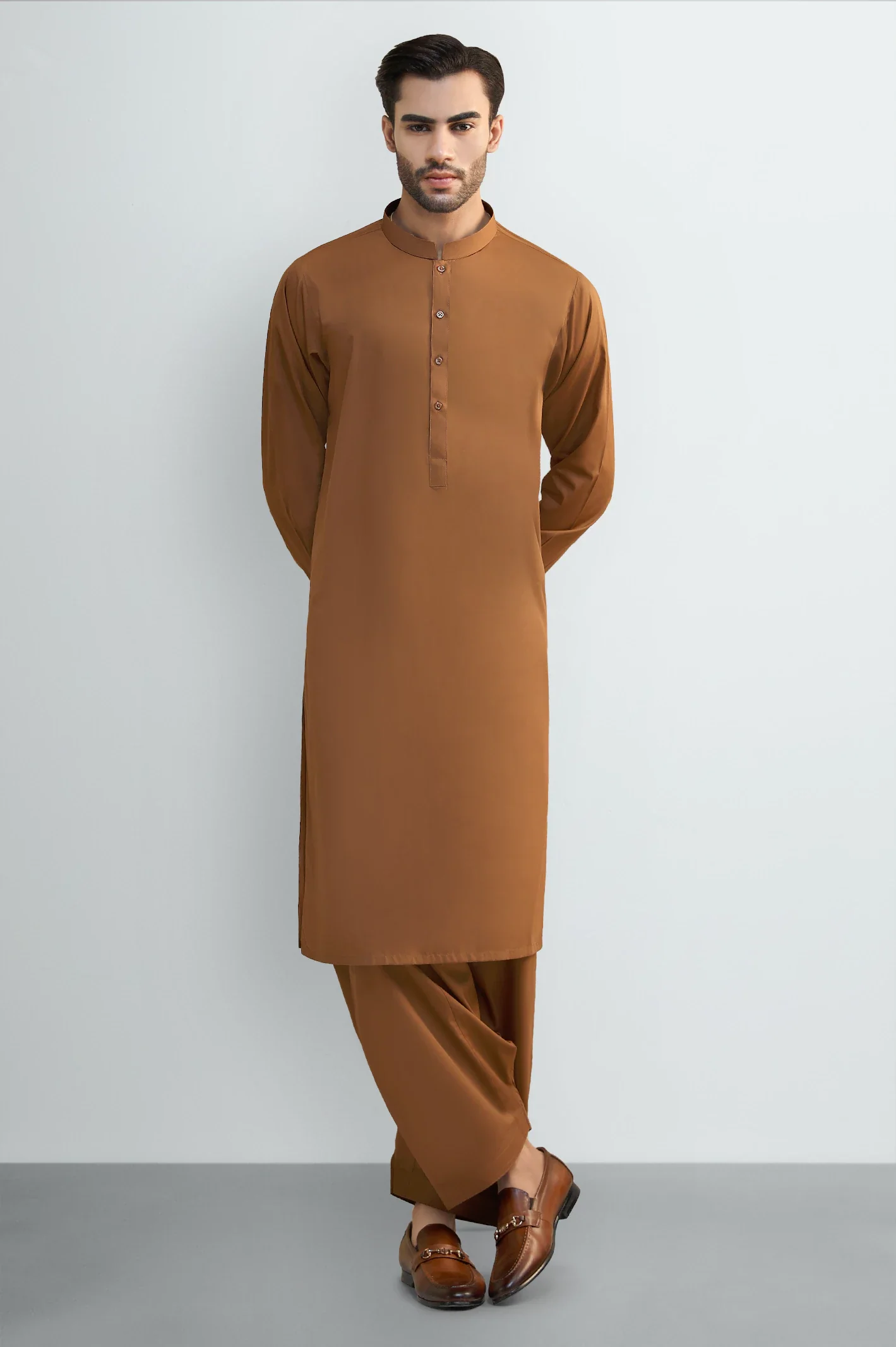 Brown Cotton Shalwar Kameez - Image 2
