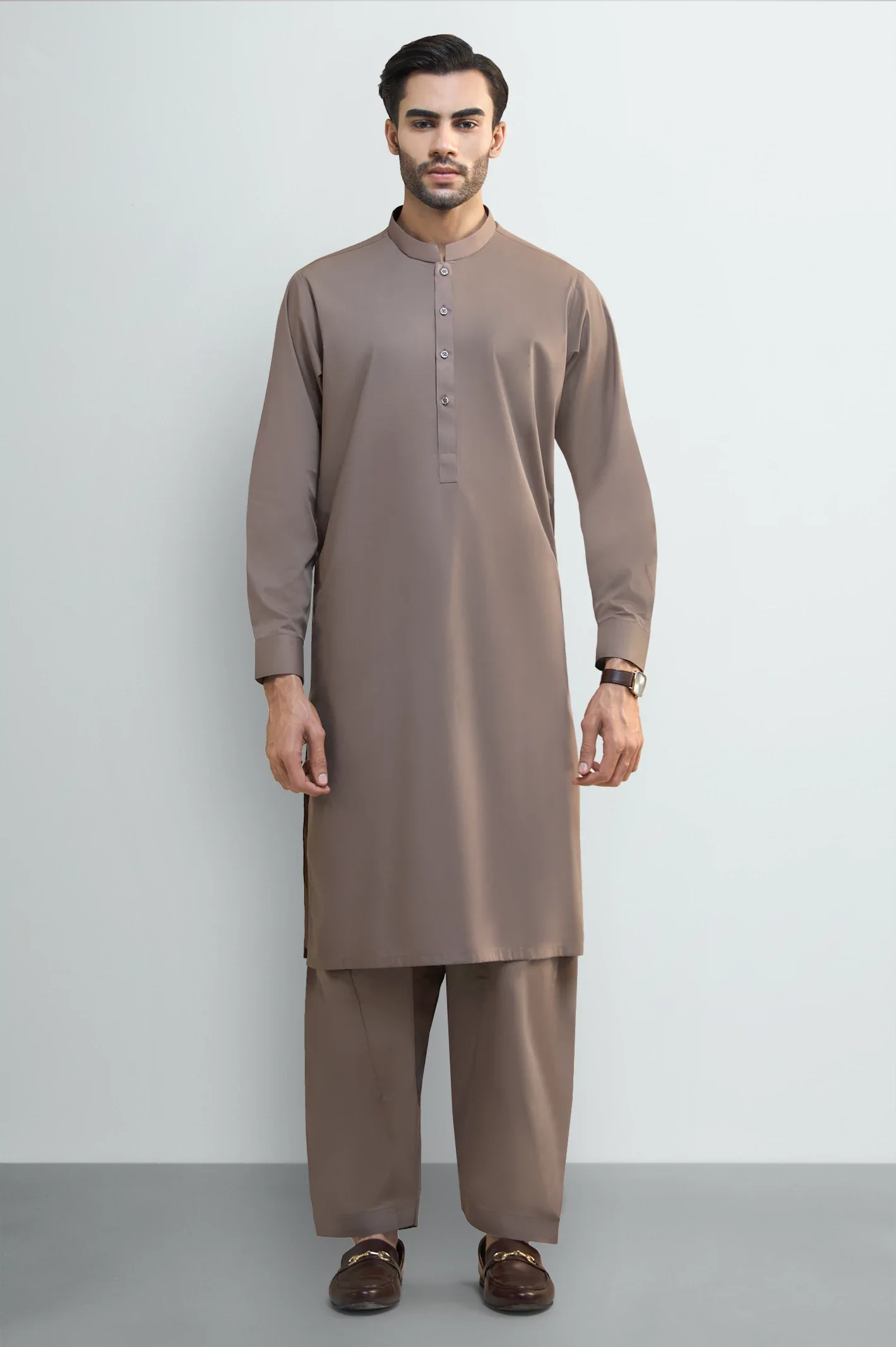 Light Brown Cotton Shalwar Kameez - Image 2