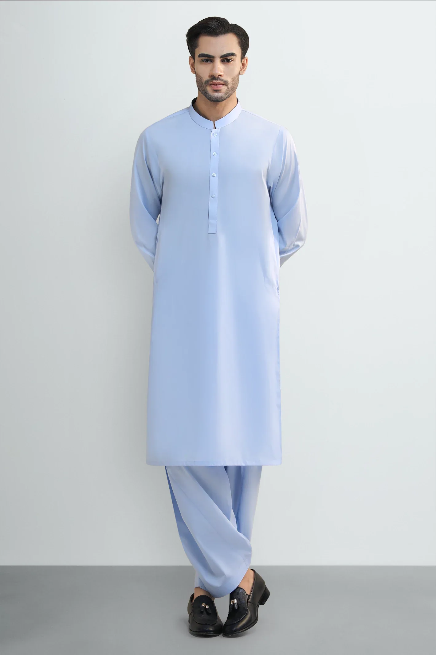 Sky Blue Cotton Shalwar Kameez - Image 2