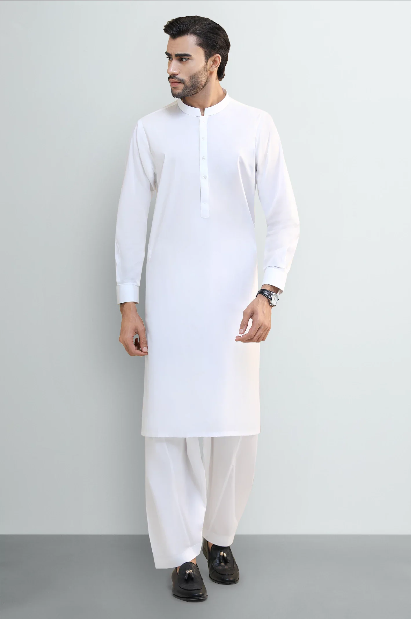 White Cotton Shalwar Kameez - Image 2