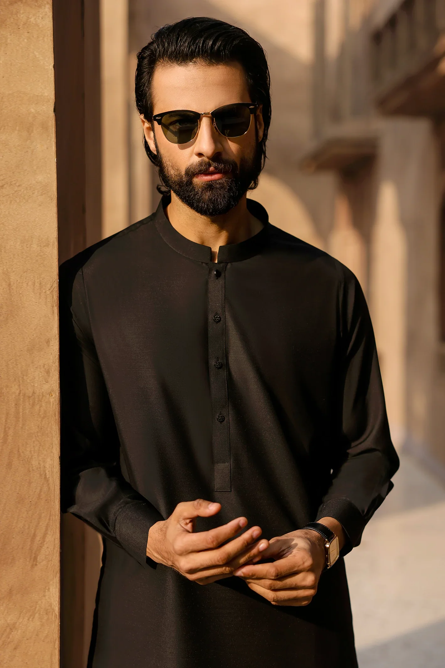 Black Wash & Wear Shalwar Kameez - Image 3