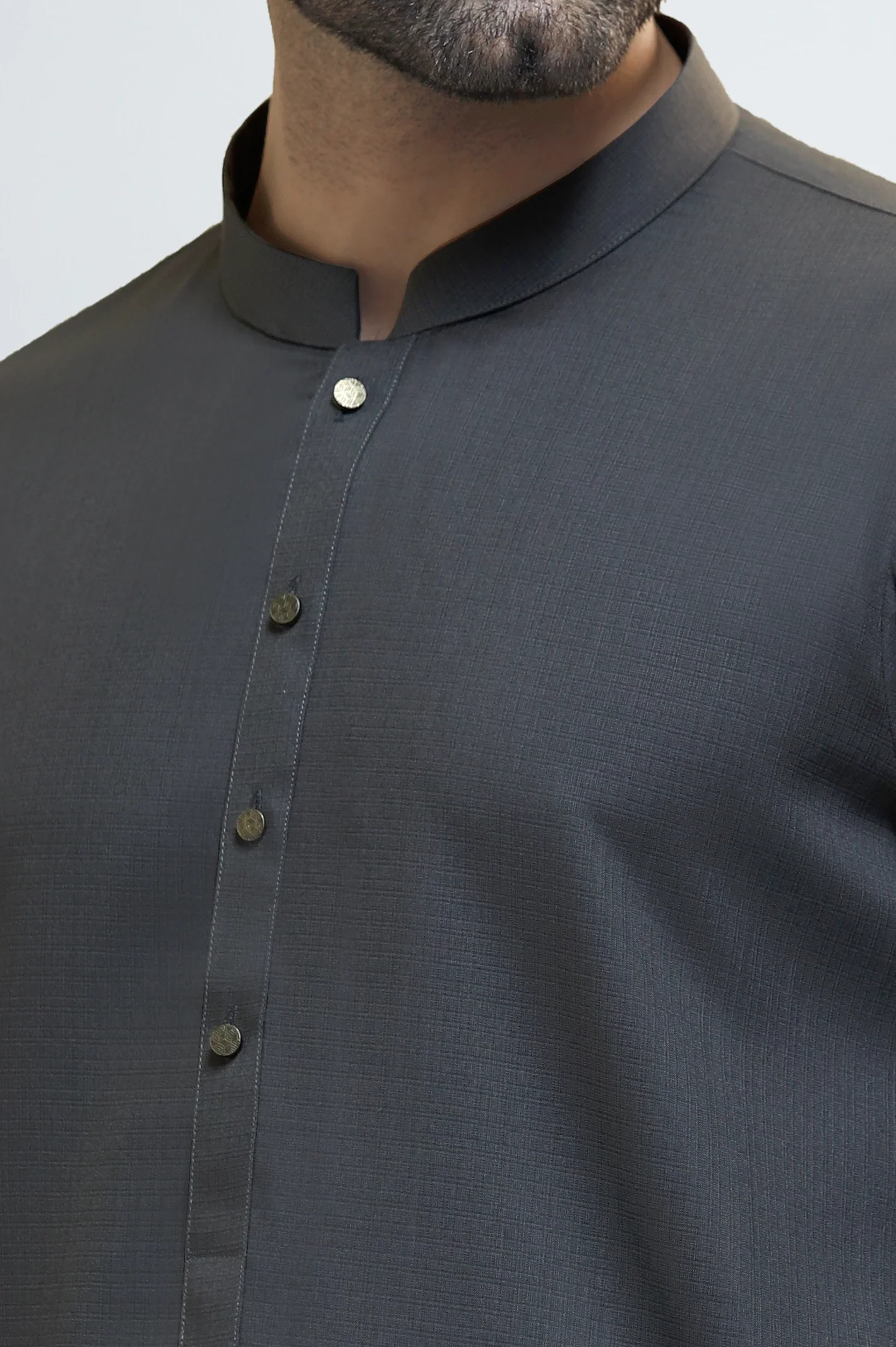 Dark Grey Wash & Wear Shalwar Kameez - Image 3