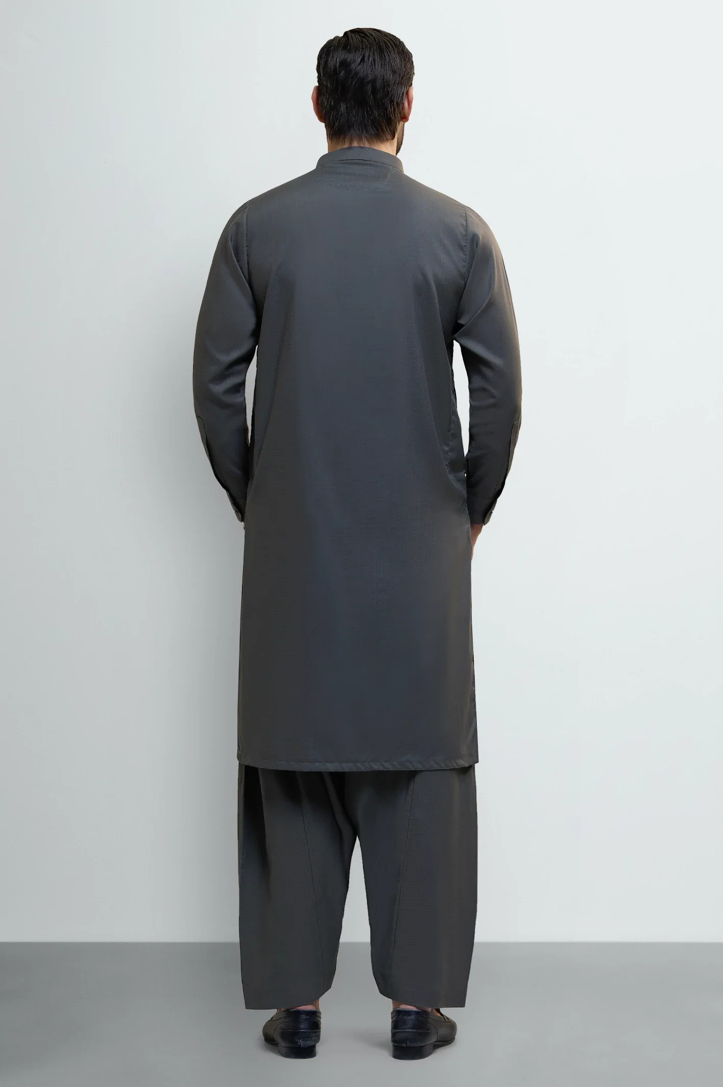 Dark Grey Wash & Wear Shalwar Kameez - Image 4