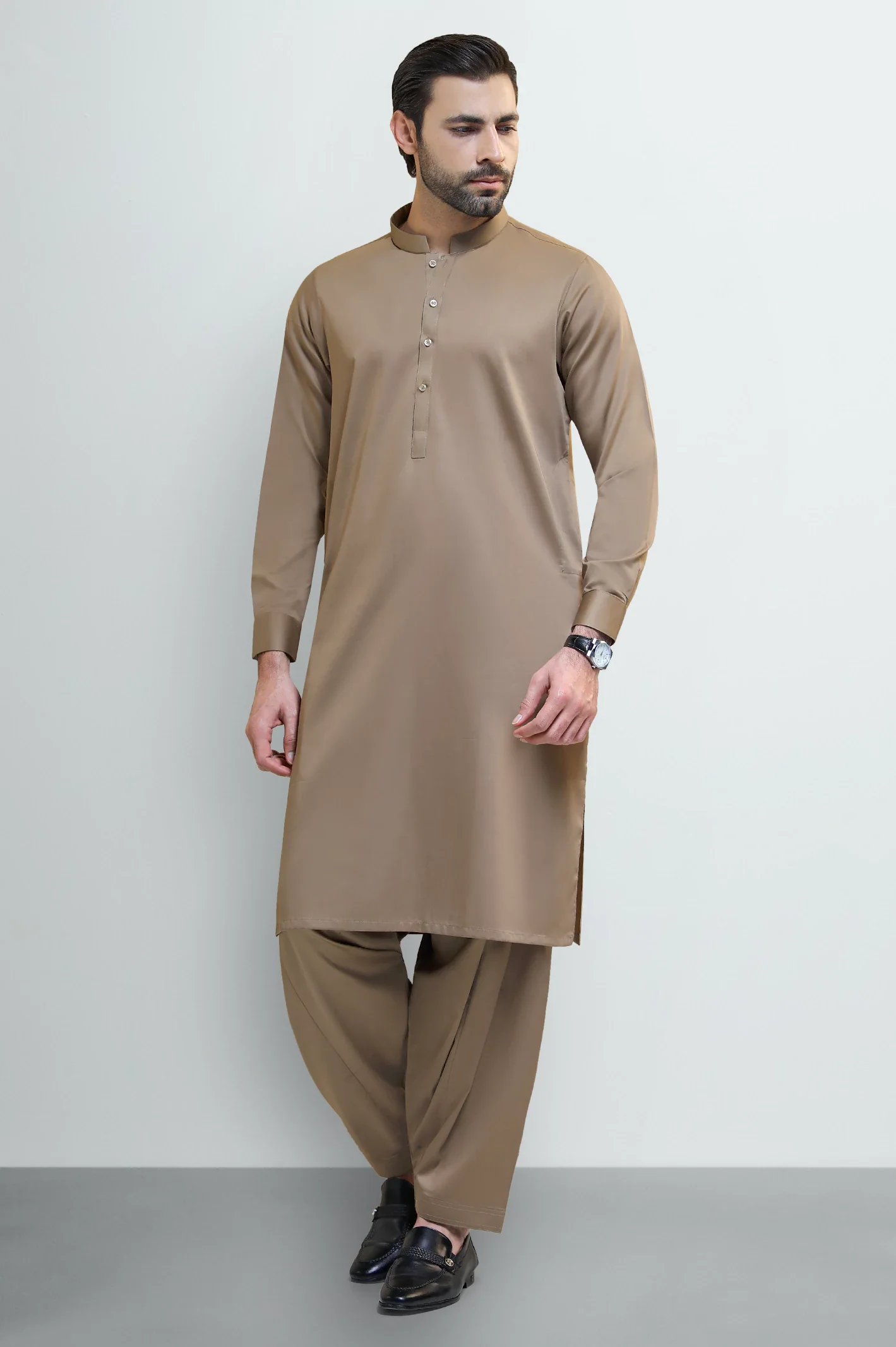 Brown Cotton Shalwar Kameez - Image 2