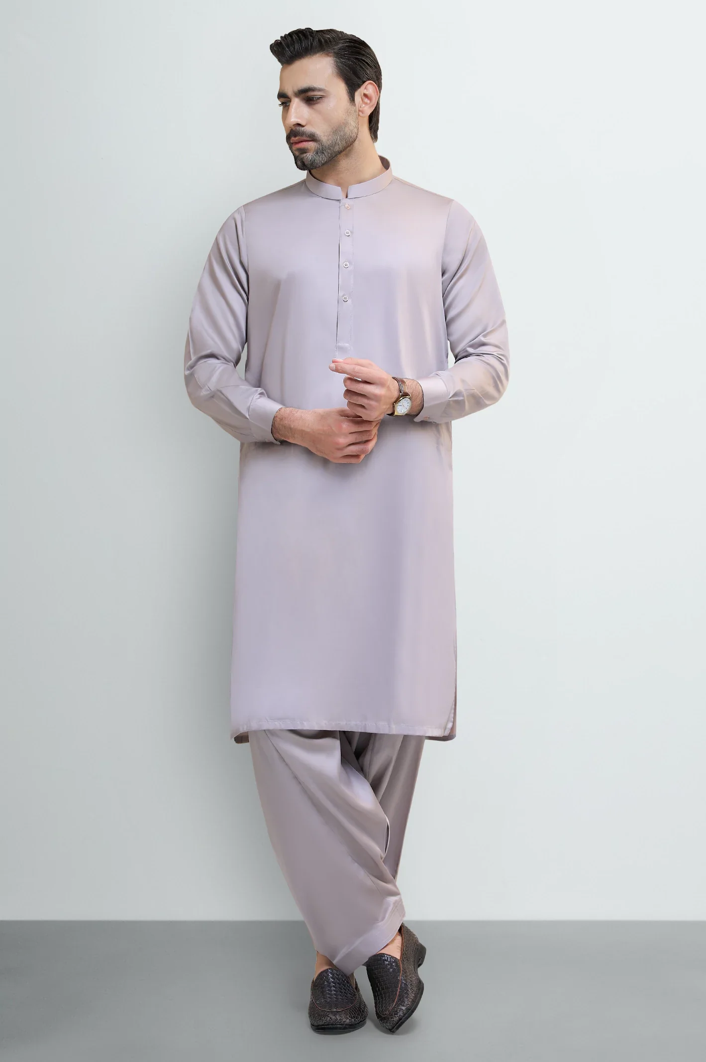 Dark Beige Cotton Shalwar Kameez - Image 2