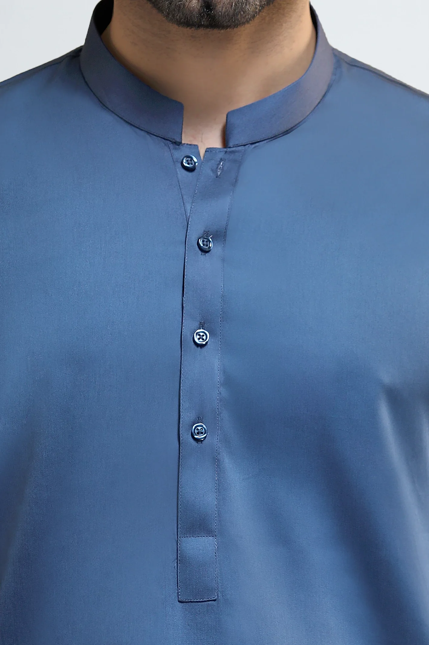 Dark Blue Cotton Shalwar Kameez - Image 3