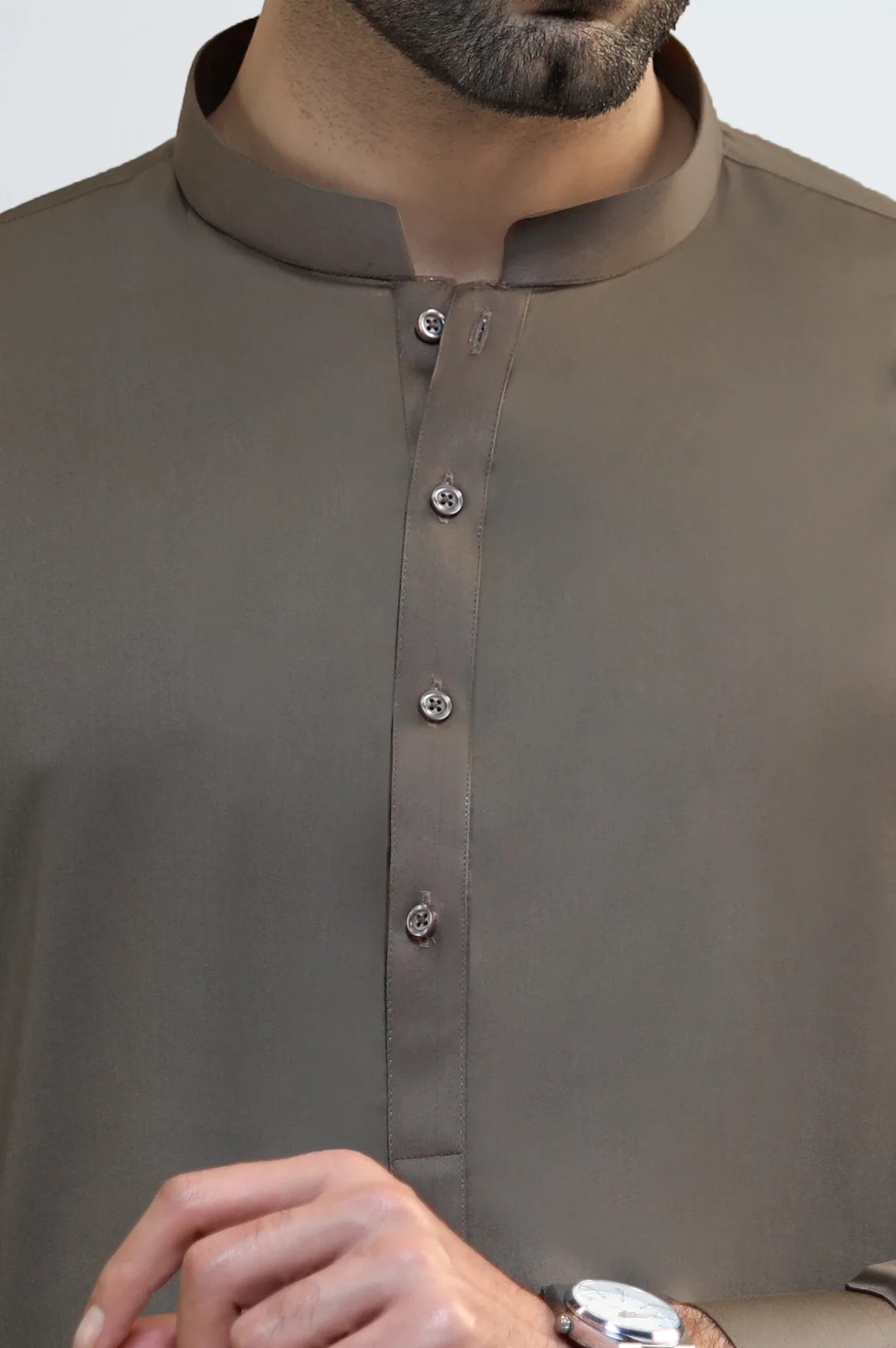 Dark Brown Cotton Shalwar Kameez - Image 3