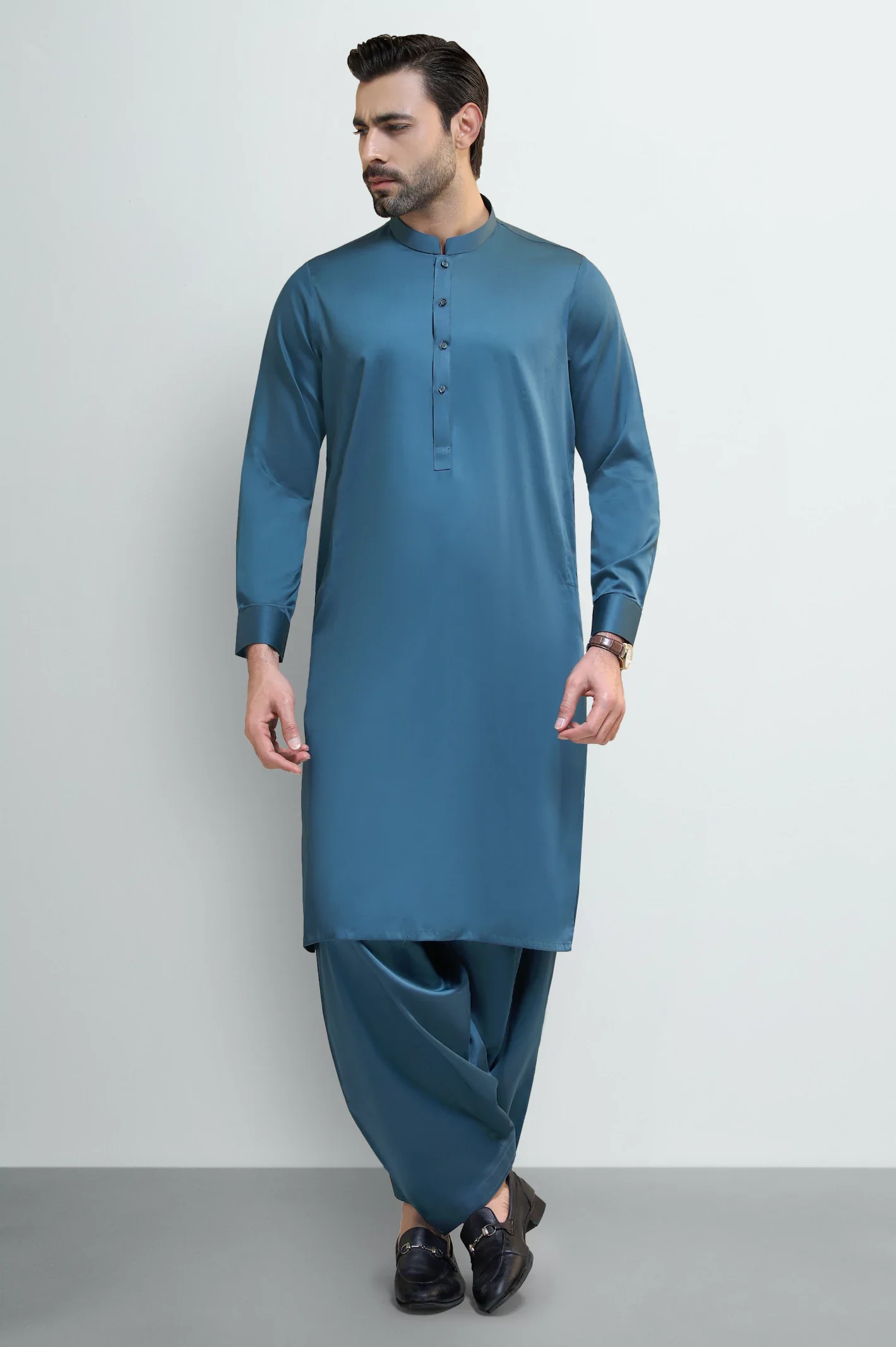 Dark Green Cotton Shalwar Kameez - Image 2