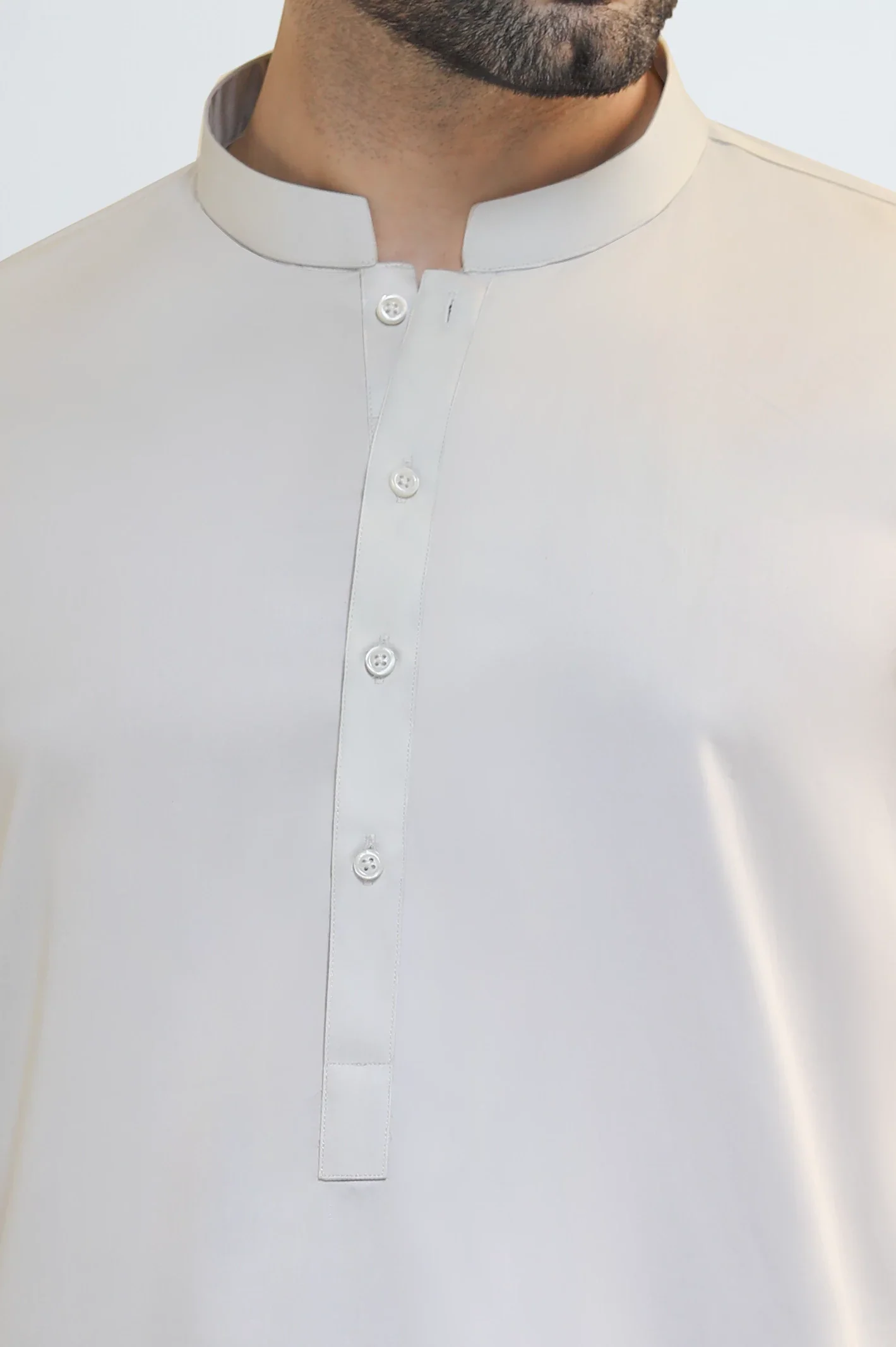 Light Beige Cotton Shalwar Kameez - Image 3