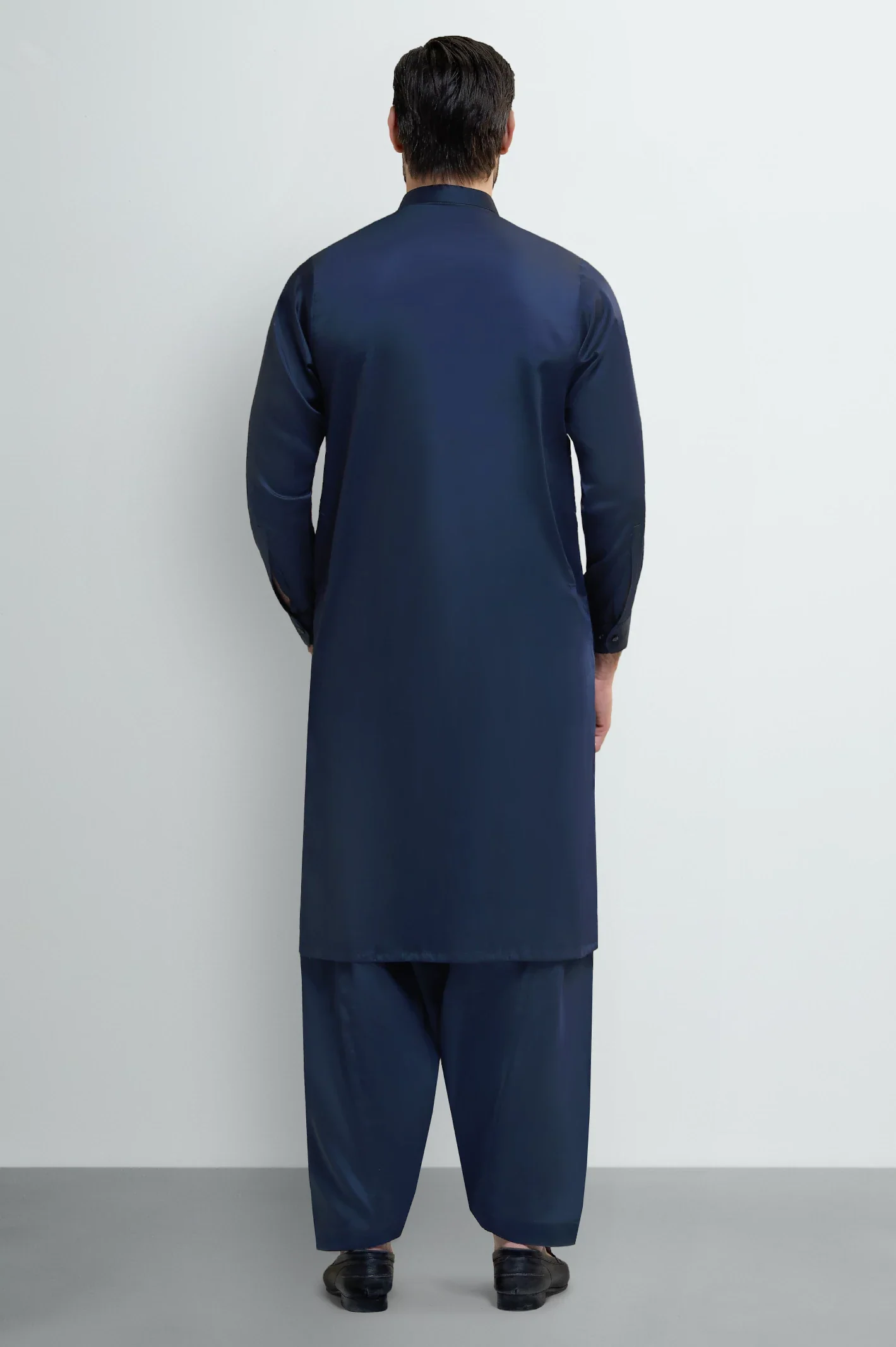 Navy Blue Cotton Shalwar Kameez - Image 4