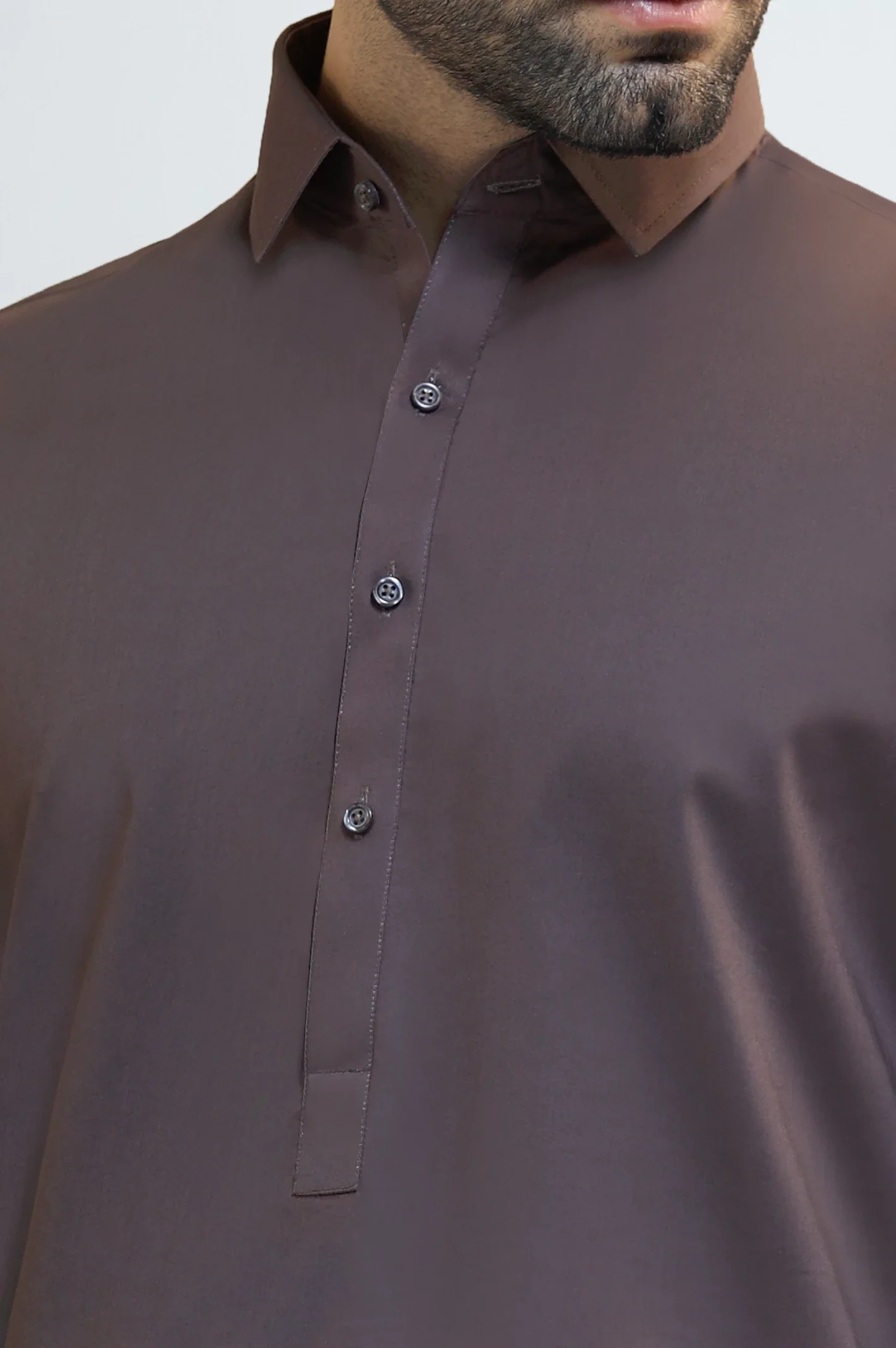 Coffee Brown Cotton Shalwar Kameez - Image 3