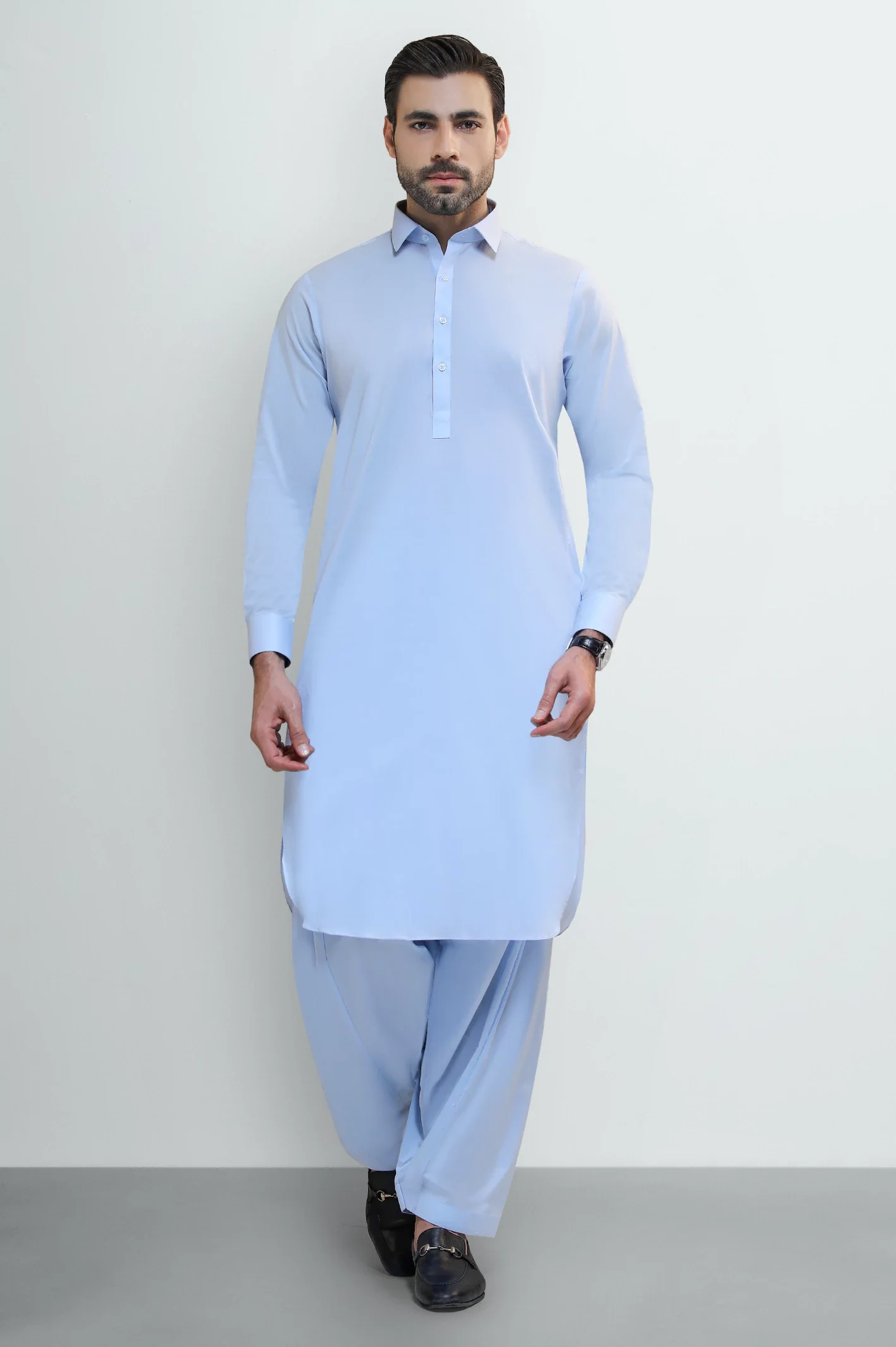Light Blue Cotton Shalwar Kameez - Image 2