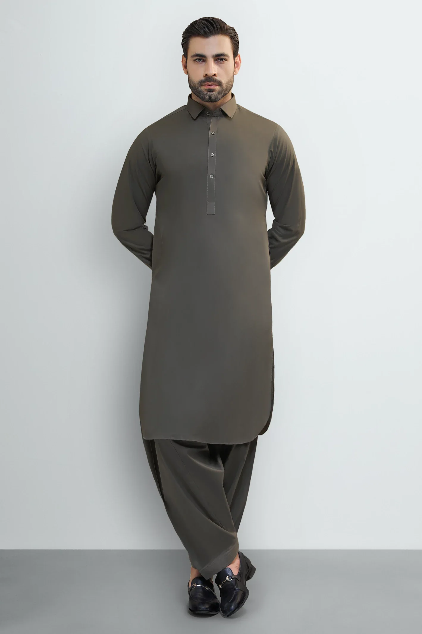 Medium Green Cotton Shalwar Kameez - Image 2