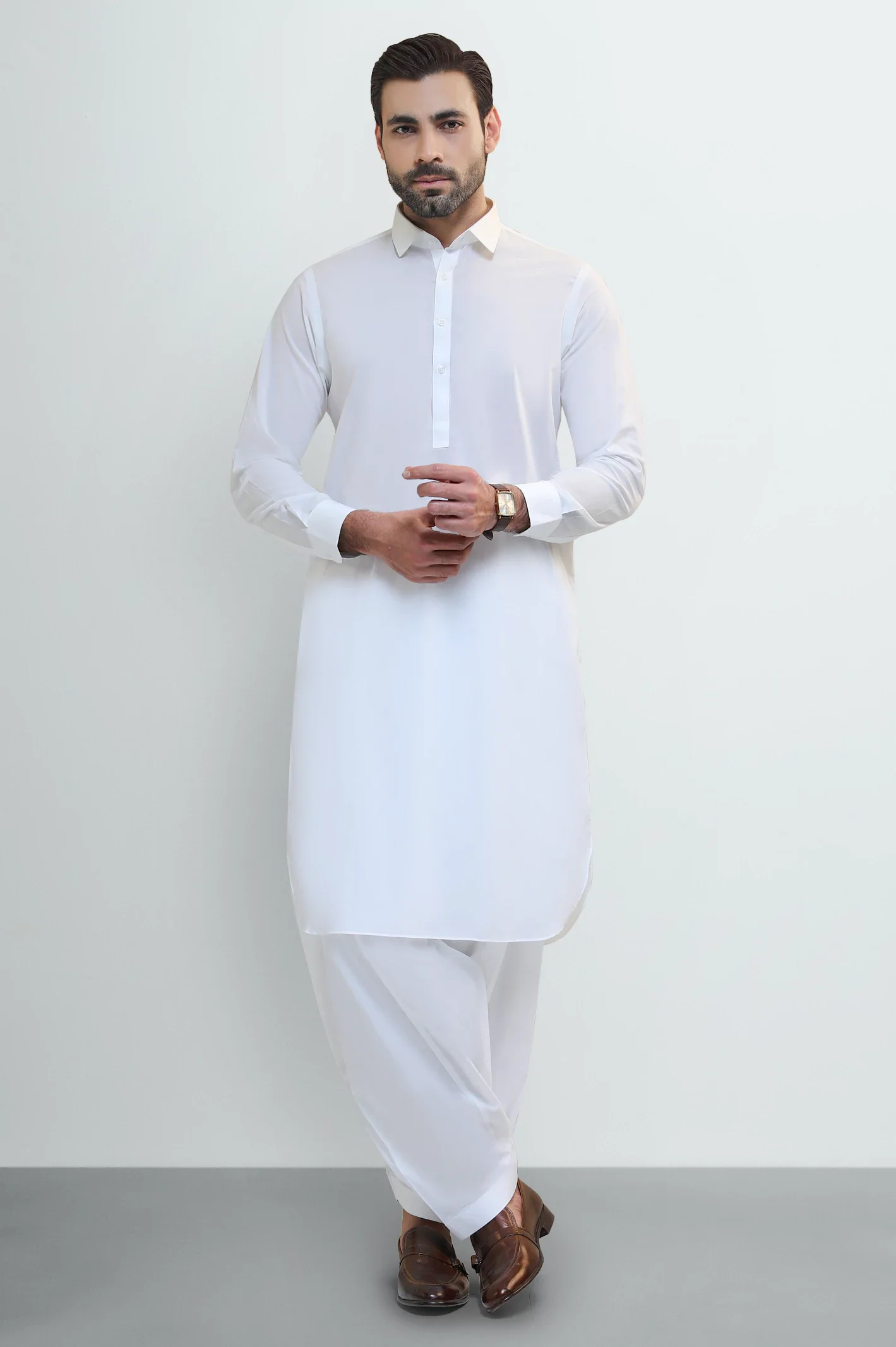 Off White Cotton Shalwar Kameez - Image 2