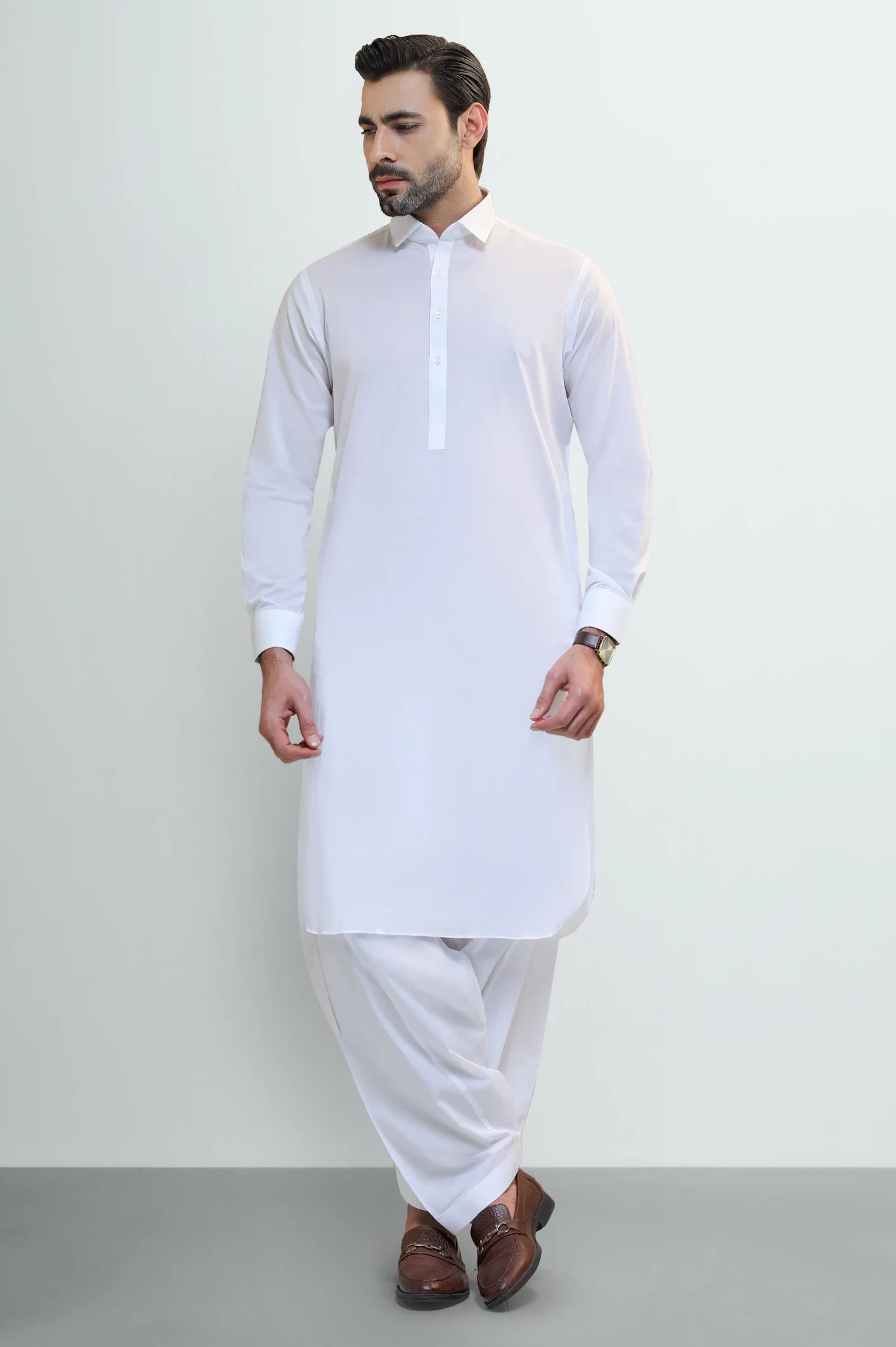 White Cotton Shalwar Kameez - Image 2