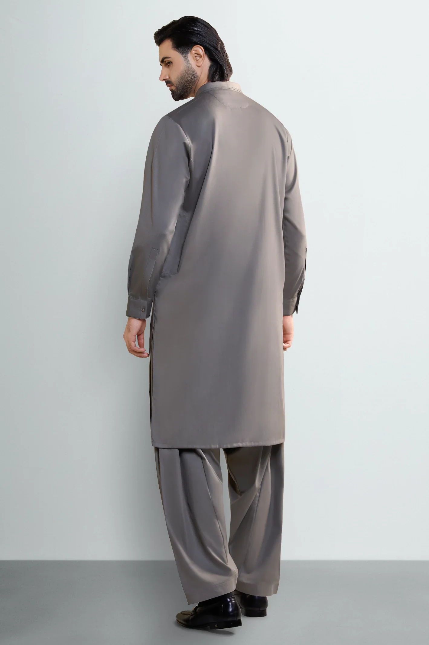 Dark Beige Wash & Wear Shalwar Kameez - Image 4
