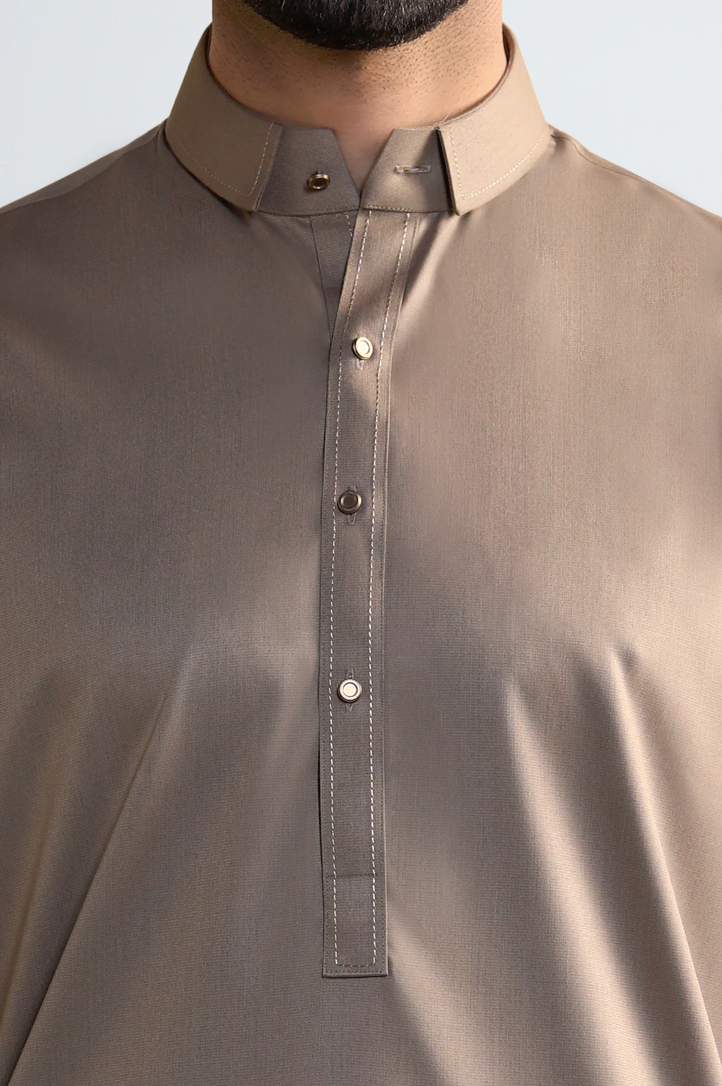 Brown Wash & Wear Shalwar Kameez - Image 3