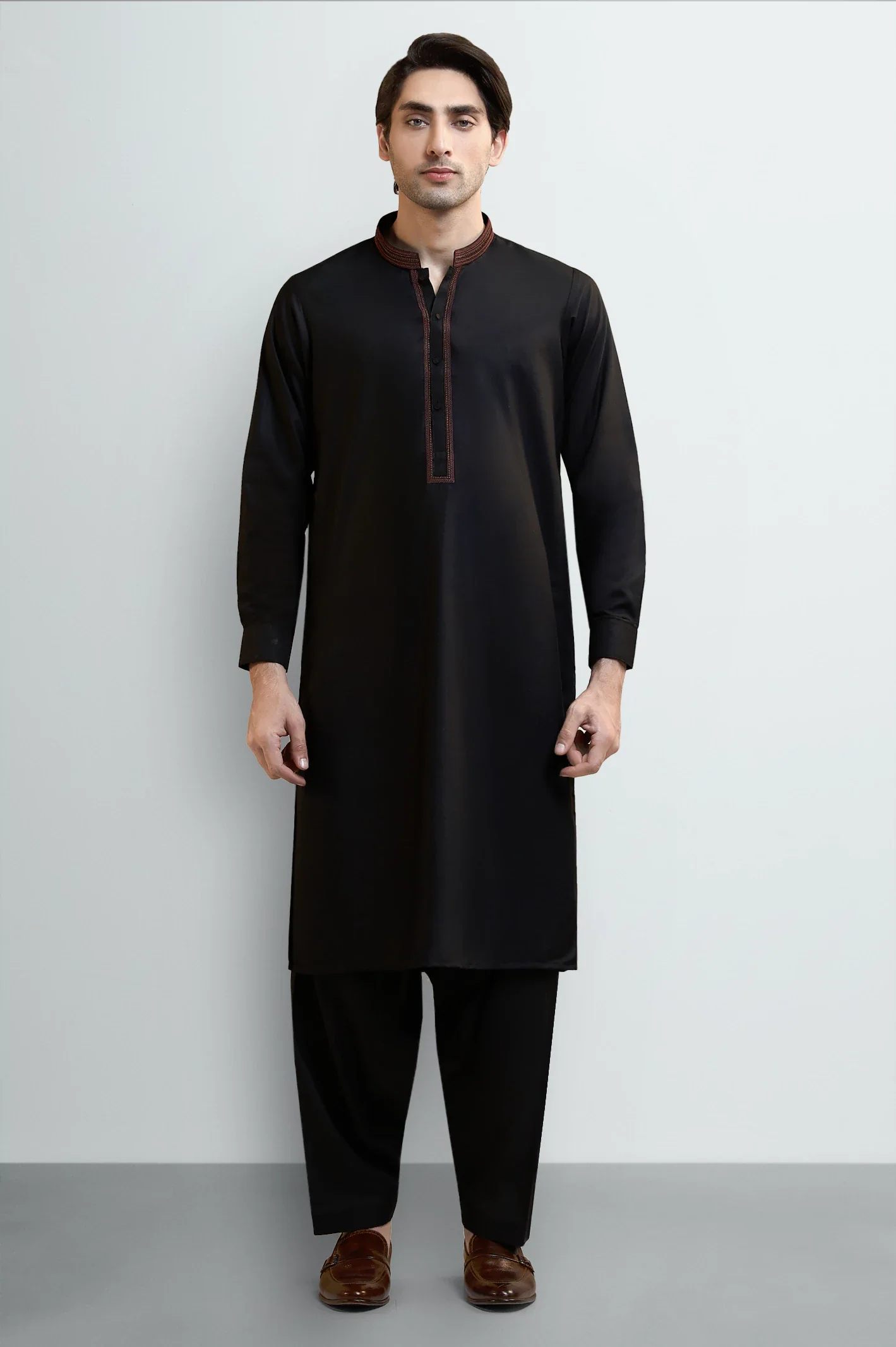Black Wash & Wear Shalwar Kameez - Image 2