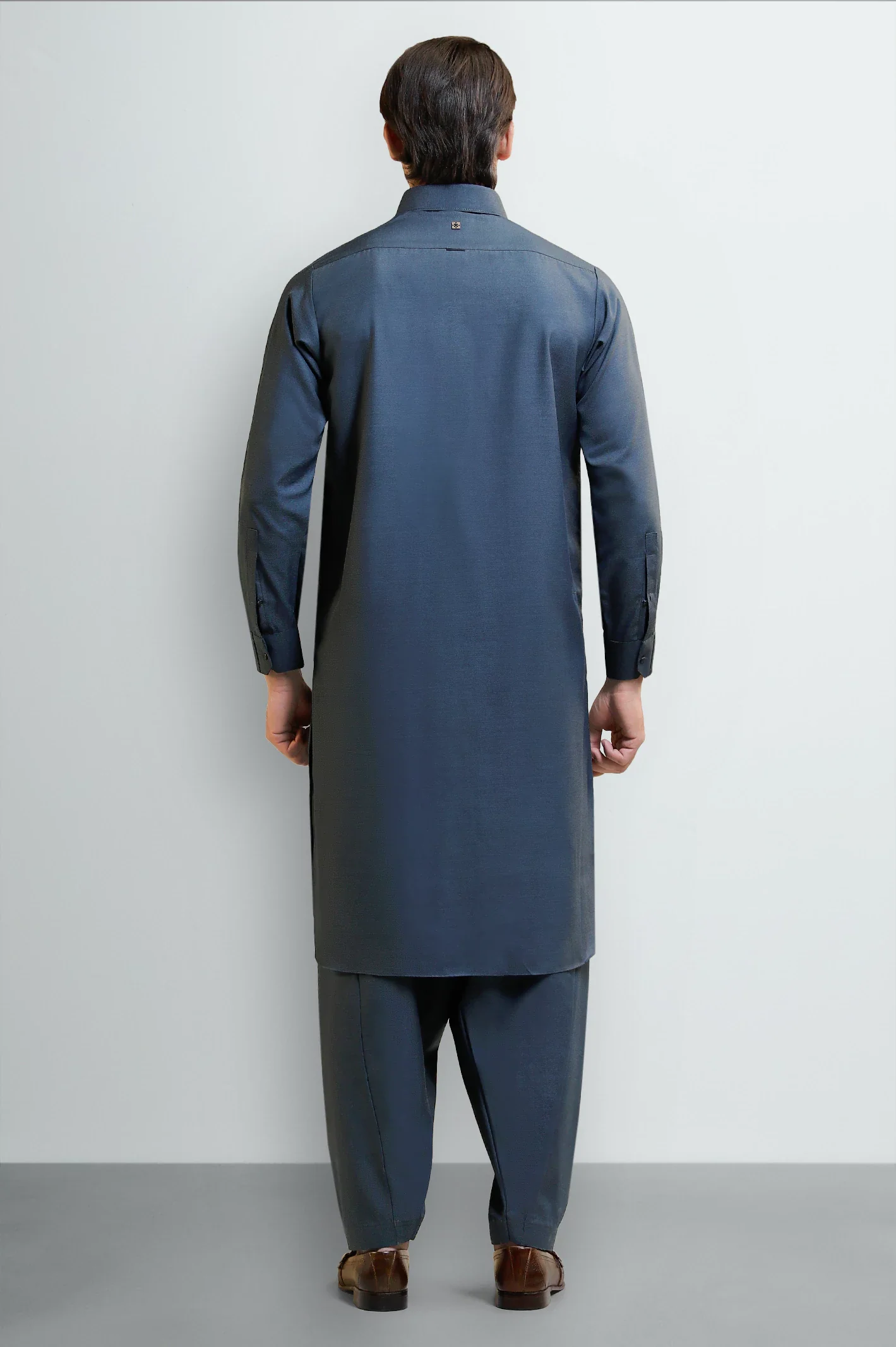 Dark Grey Wash & Wear Shalwar Kameez - Image 4