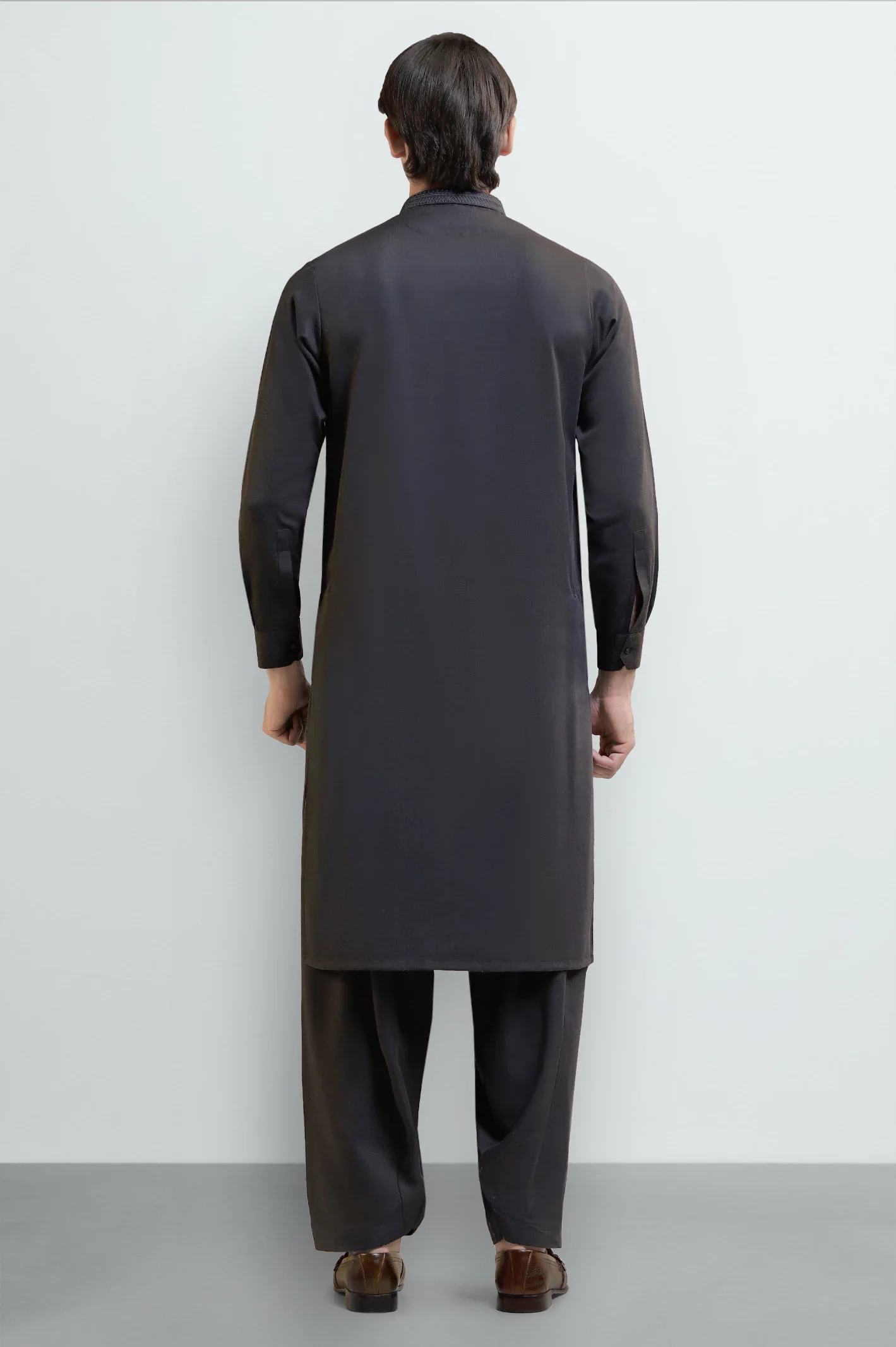 Dark Grey Wash & Wear Shalwar Kameez - Image 4