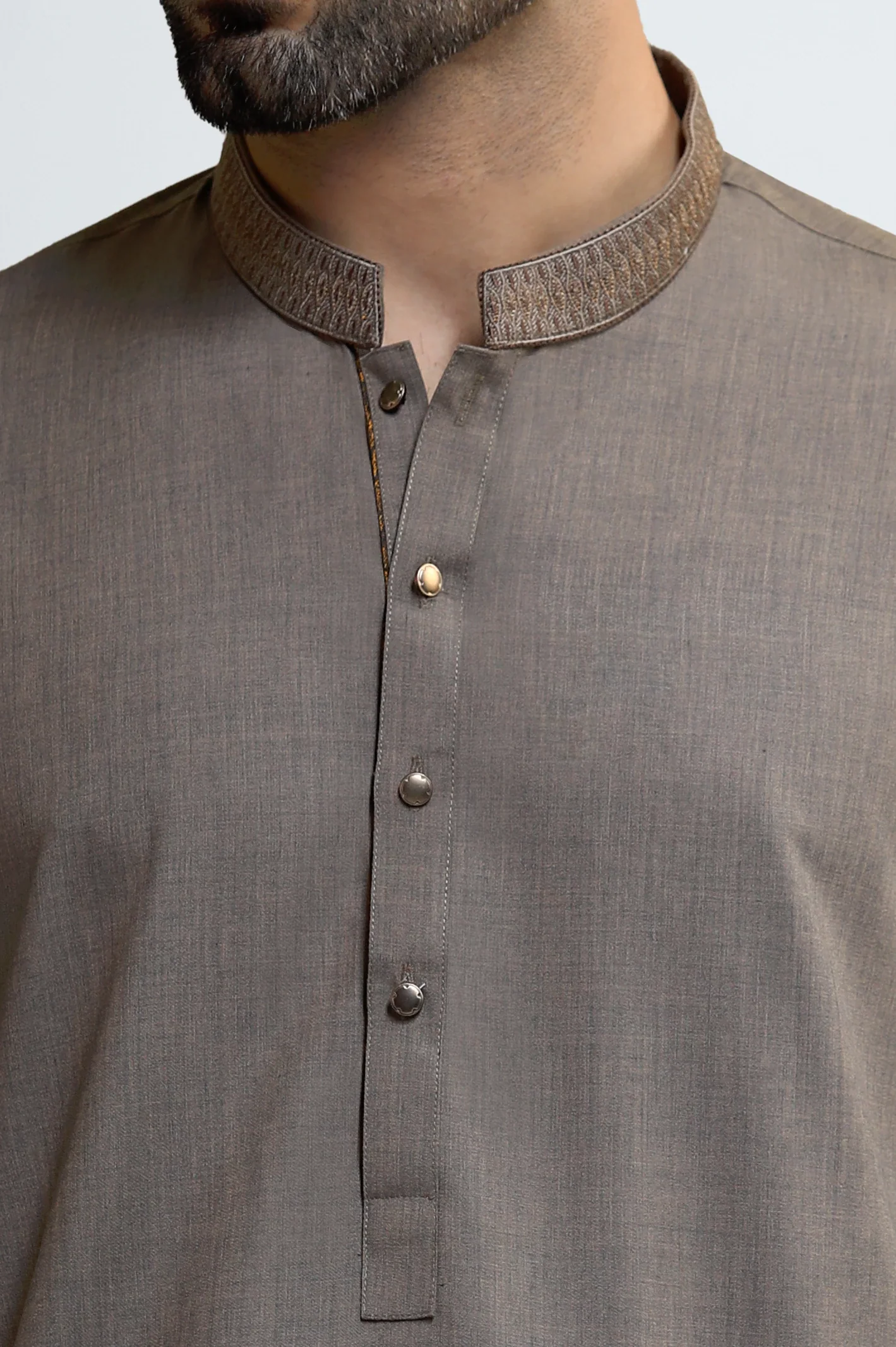 Brown Wash & Wear Shalwar Kameez - Image 3