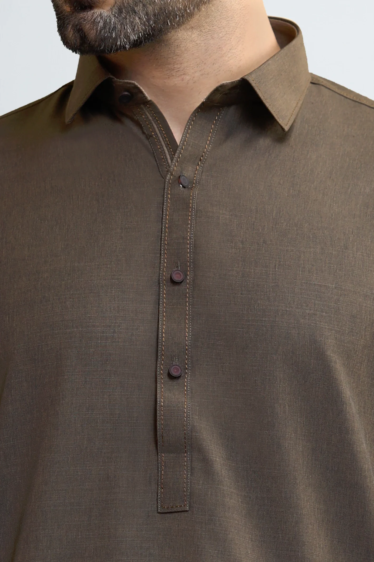 Dark Brown Wash & Wear Shalwar Kameez - Image 3
