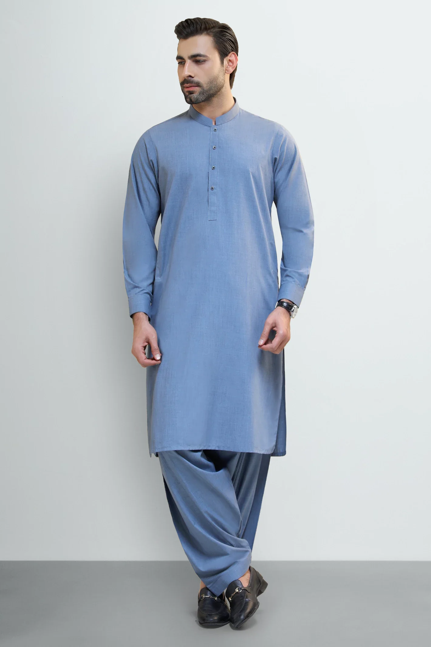 Light Blue Wash & Wear Shalwar Kameez - Image 2