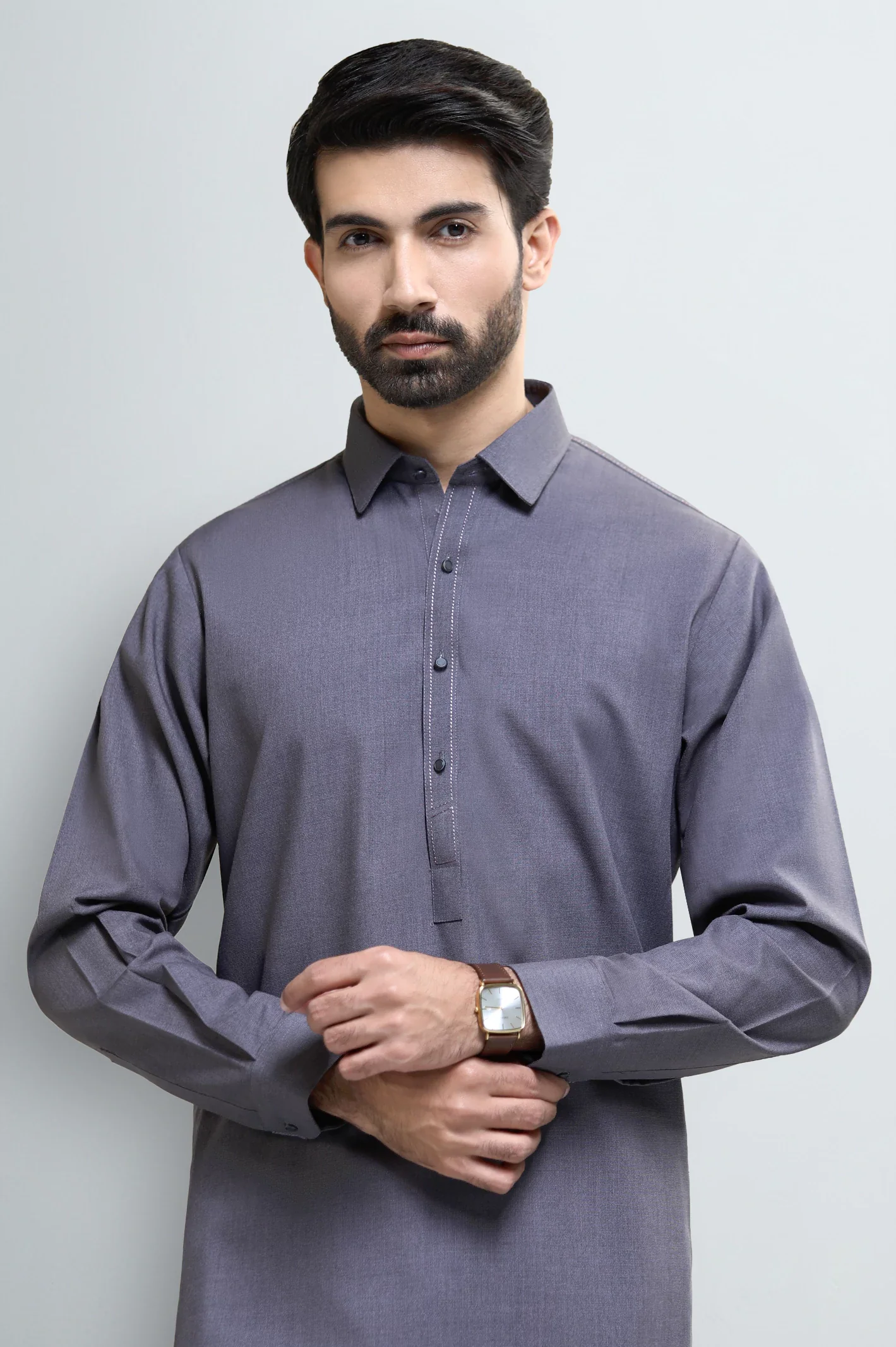 Dark Grey Wash & Wear Shalwar Kameez