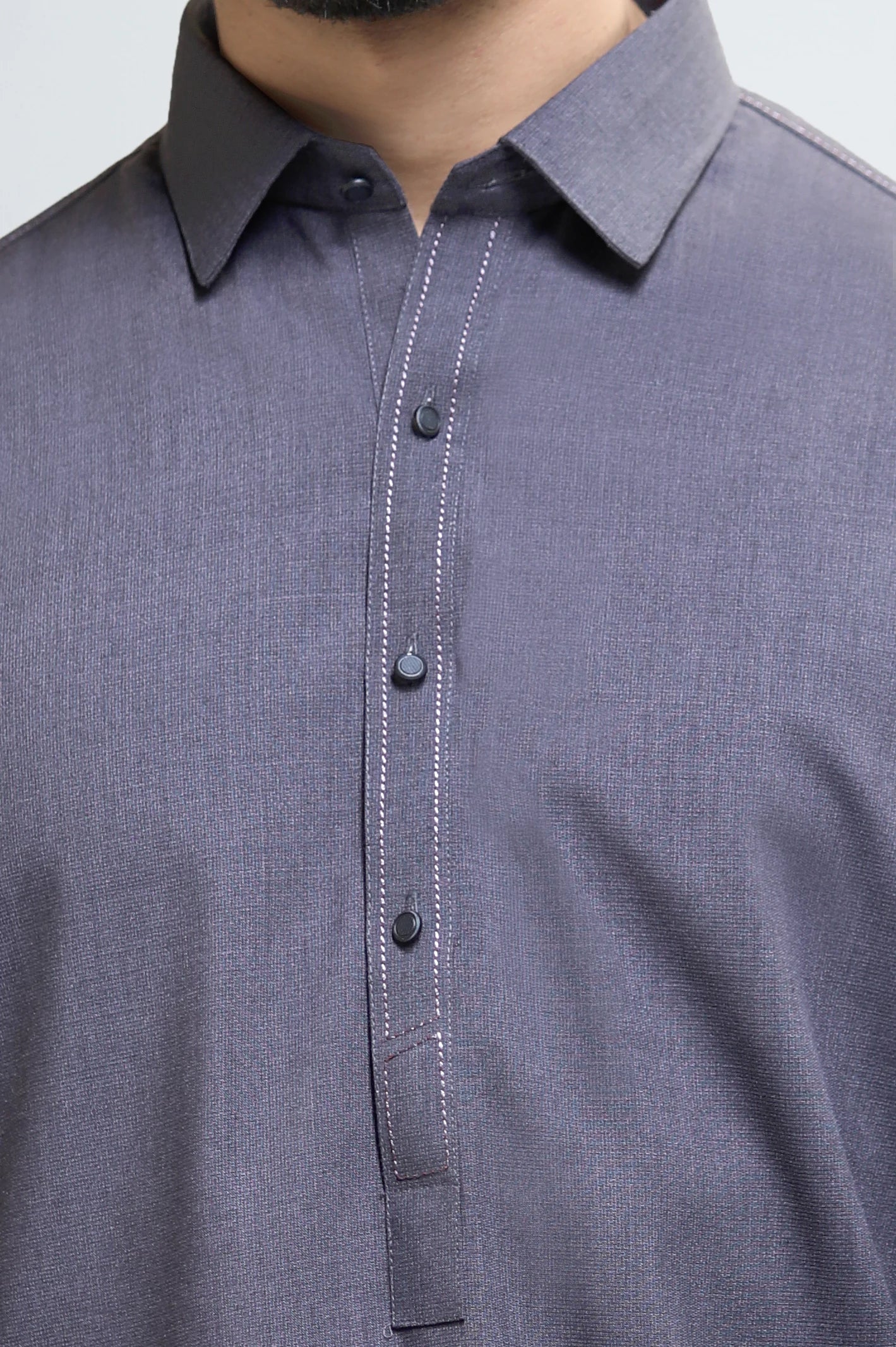 Dark Grey Wash & Wear Shalwar Kameez - Image 3