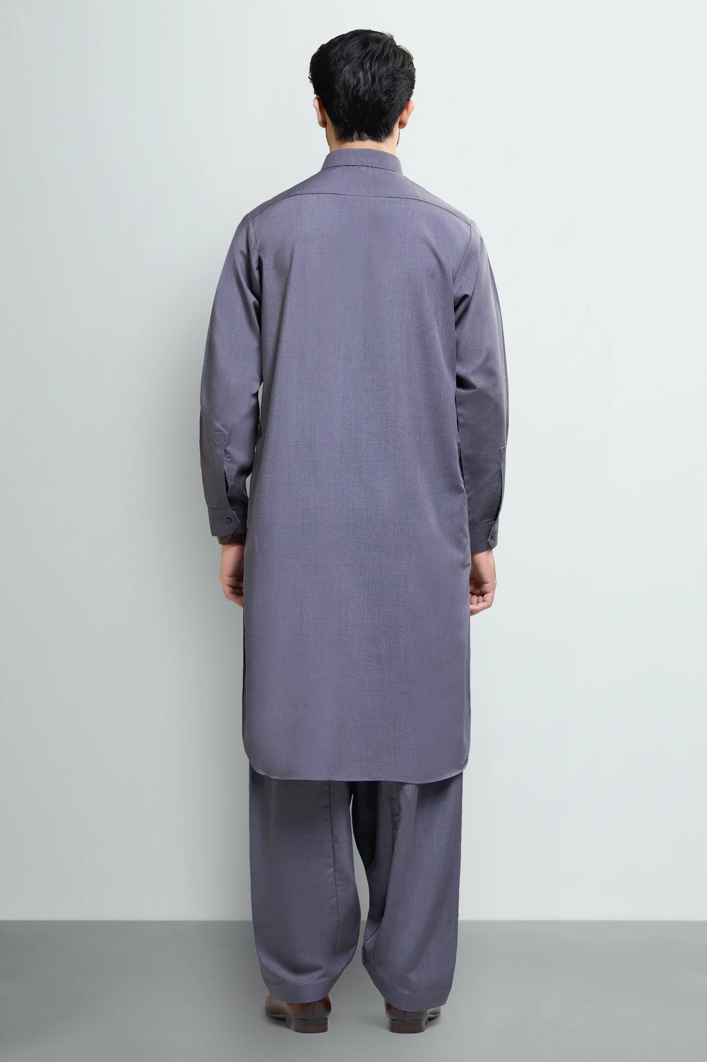 Dark Grey Wash & Wear Shalwar Kameez - Image 4