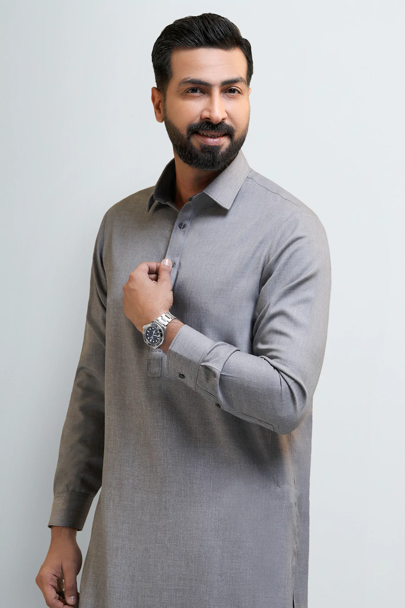 Light Grey Wash & Wear Shalwar Kameez