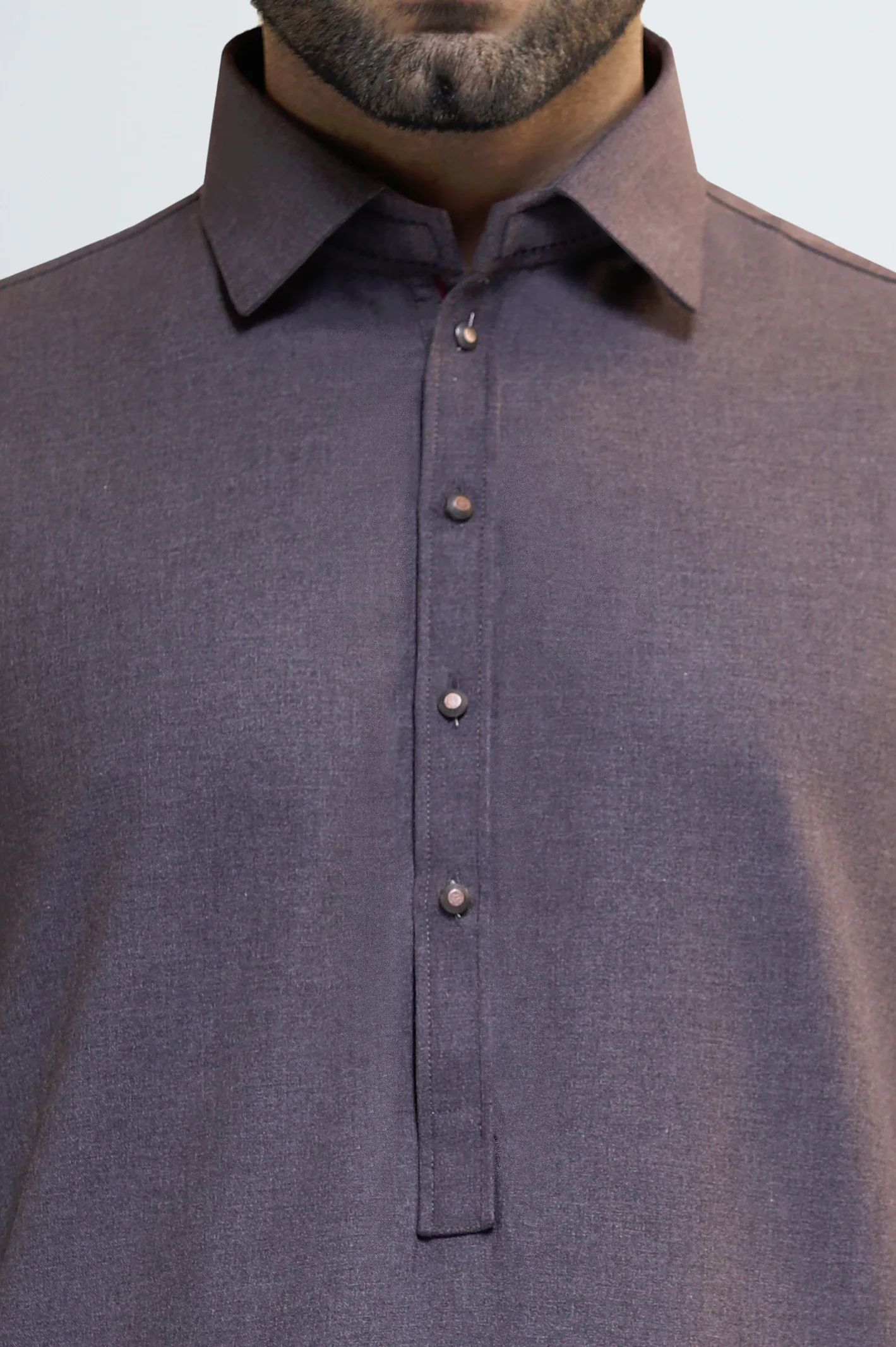 Brown Wash & Wear Shalwar Kameez - Image 3