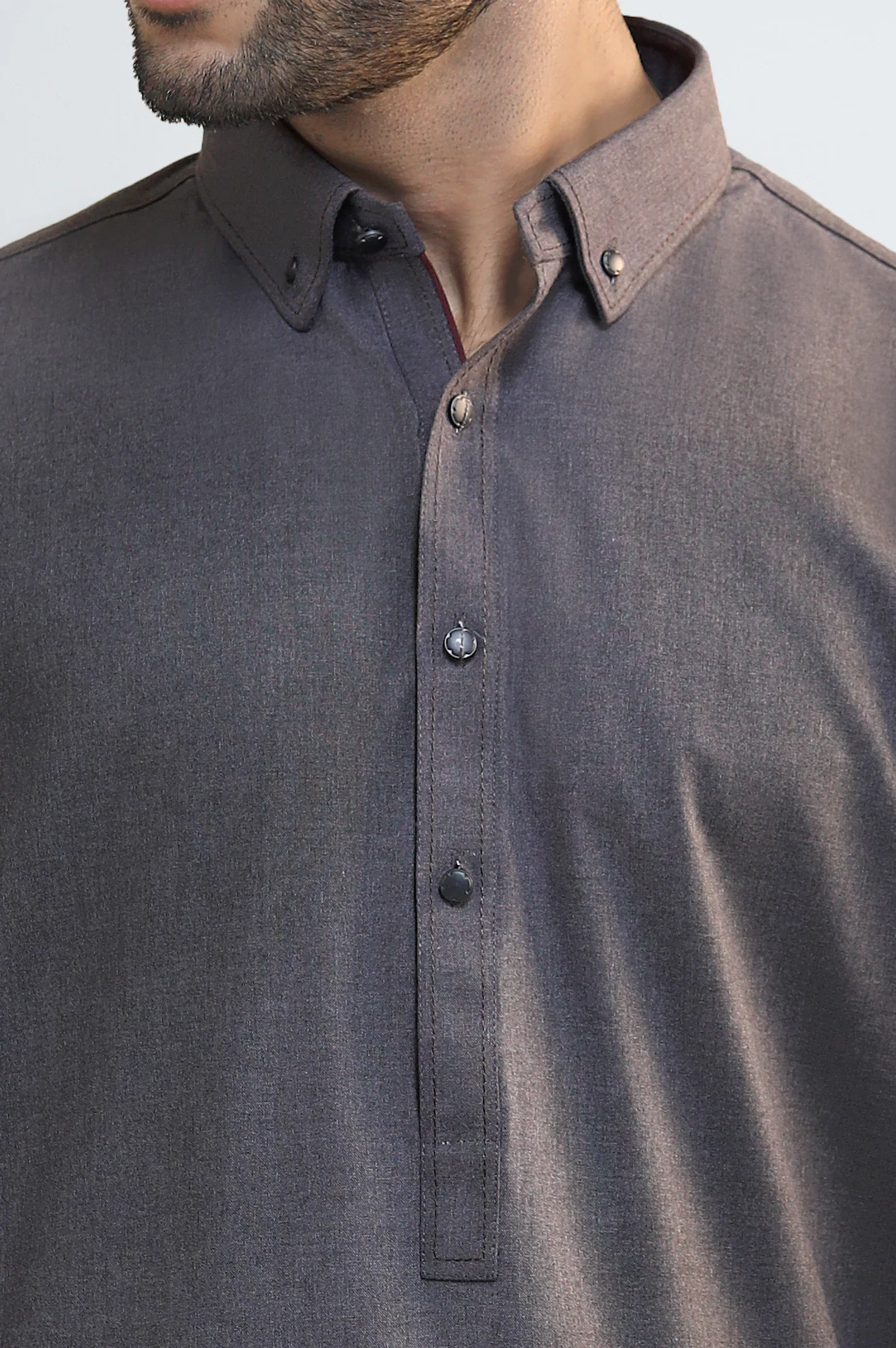 Dark Grey Wash & Wear Shalwar Kameez - Image 3