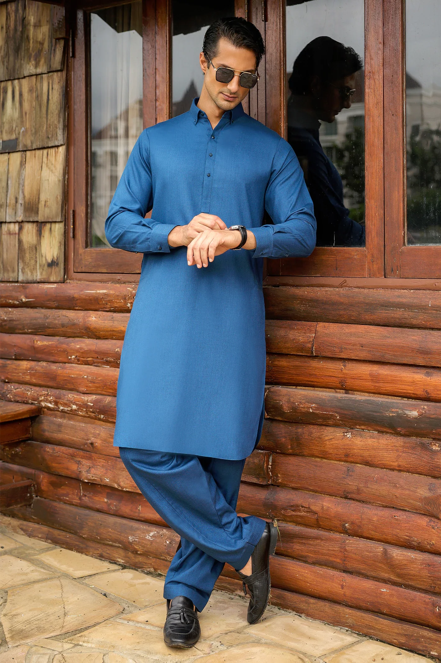 Blue Wash & Wear Shalwar Kameez - Image 2