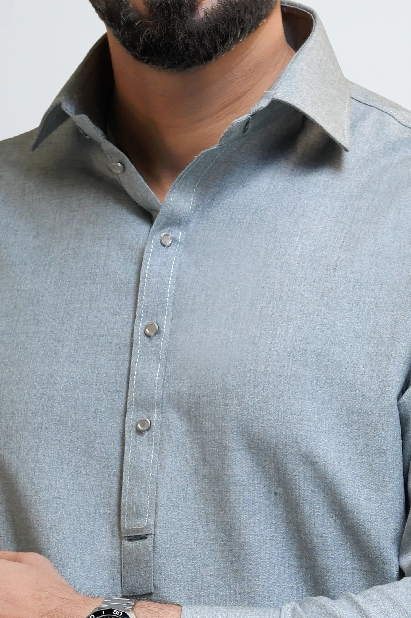 Grey Wash & Wear Shalwar Kameez - Image 3